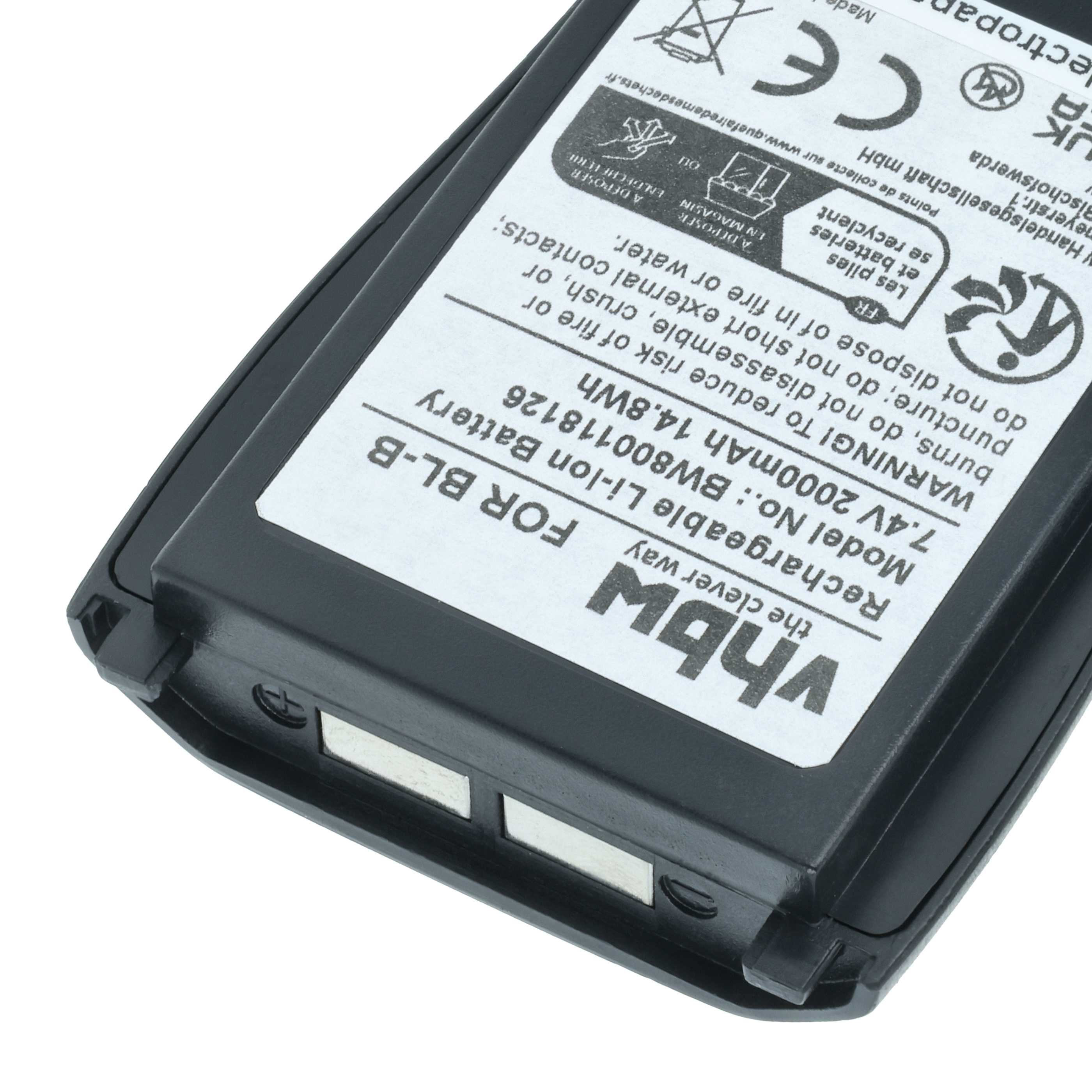 Radio 2x Battery replaces Baofeng BL-B - 2000 mAh 7.4 V Li-Ion
