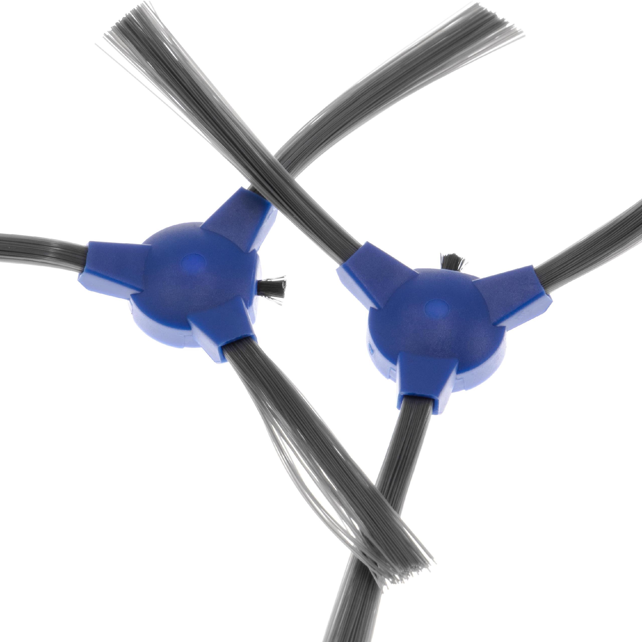 2x Cepillo lateral 3 brazos para robot aspirador Eufy, Tesvor 11S - Set de cepillos negro / gris / azul