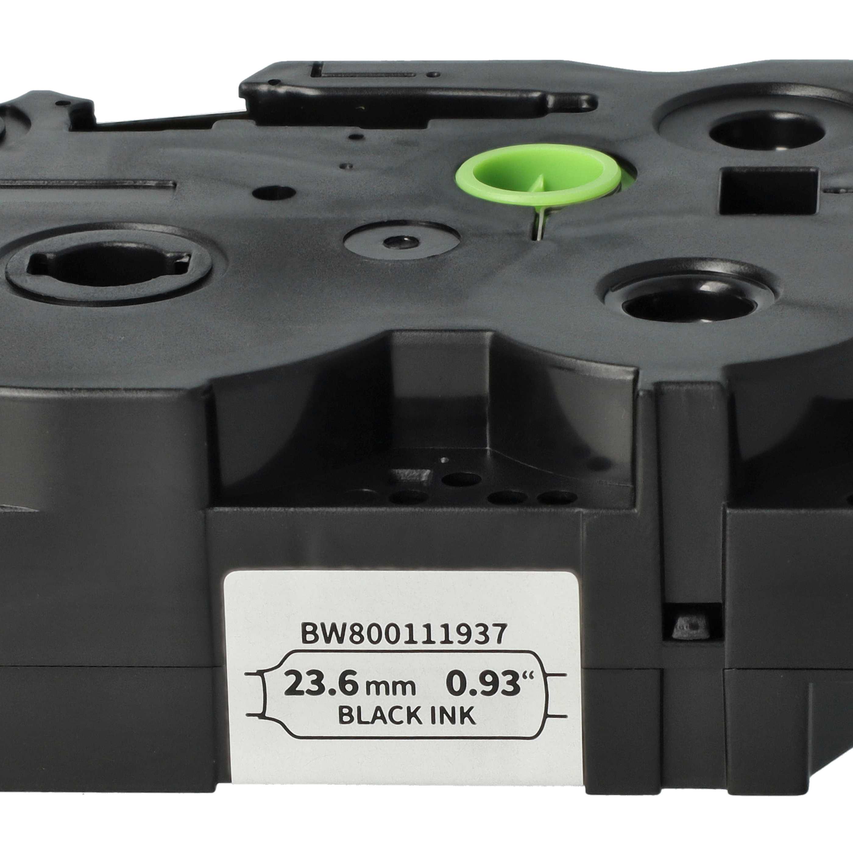 5x Label Tape replaces Brother HSE-251 - 23.6 mm Black to White, Heat Shrink Tape, 23.6 mm
