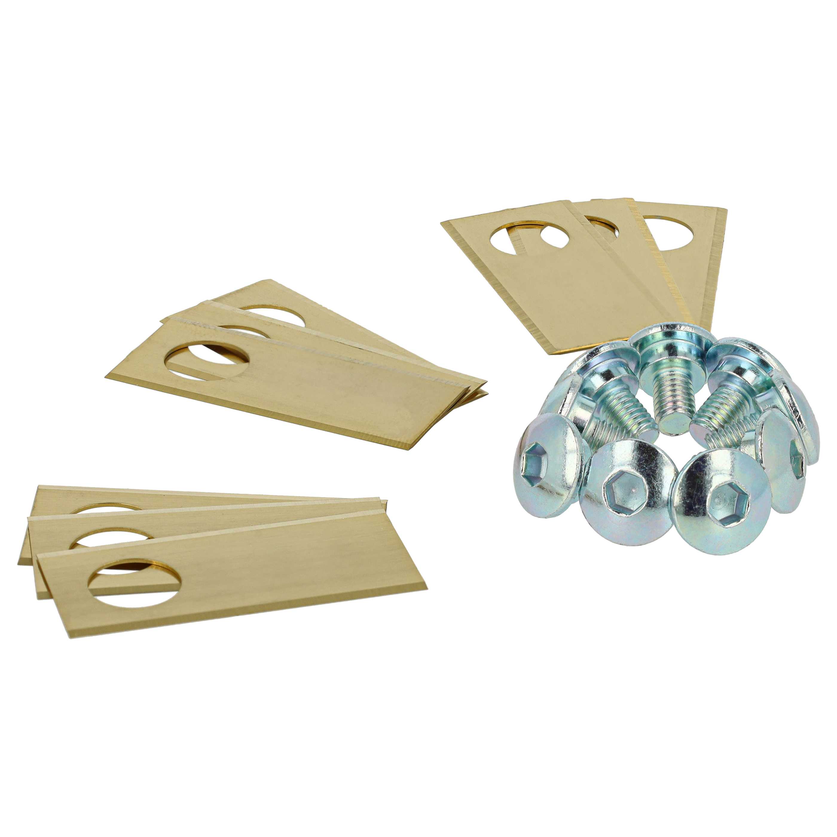 9x Lames remplace Worx WA0176 pour tondeuse – Couteaux acier (revêtement en titane), Silber Gold