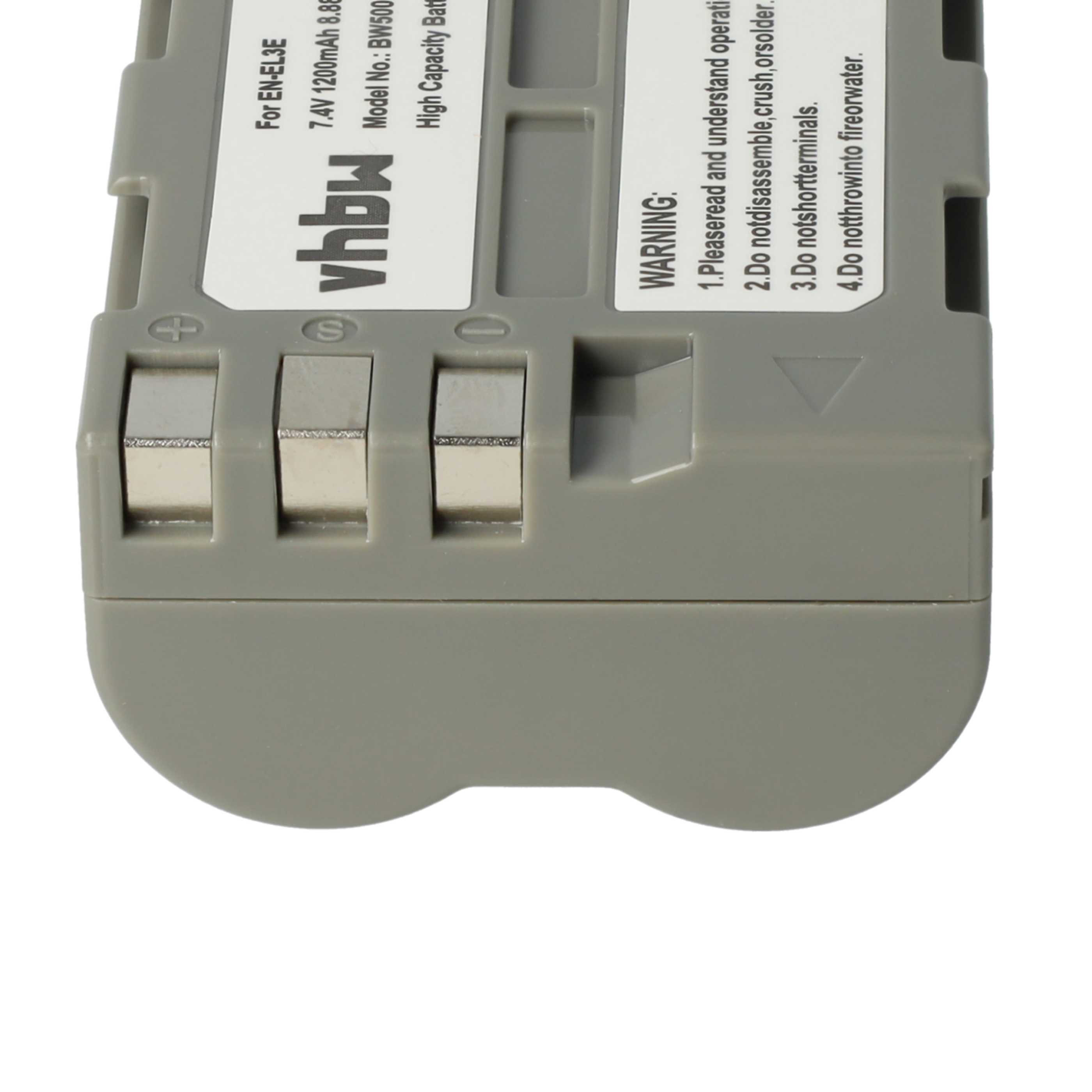 2x Battery replaces Nikon EN-EL3e - 1200mAh, 7.2V, Li-Ion
