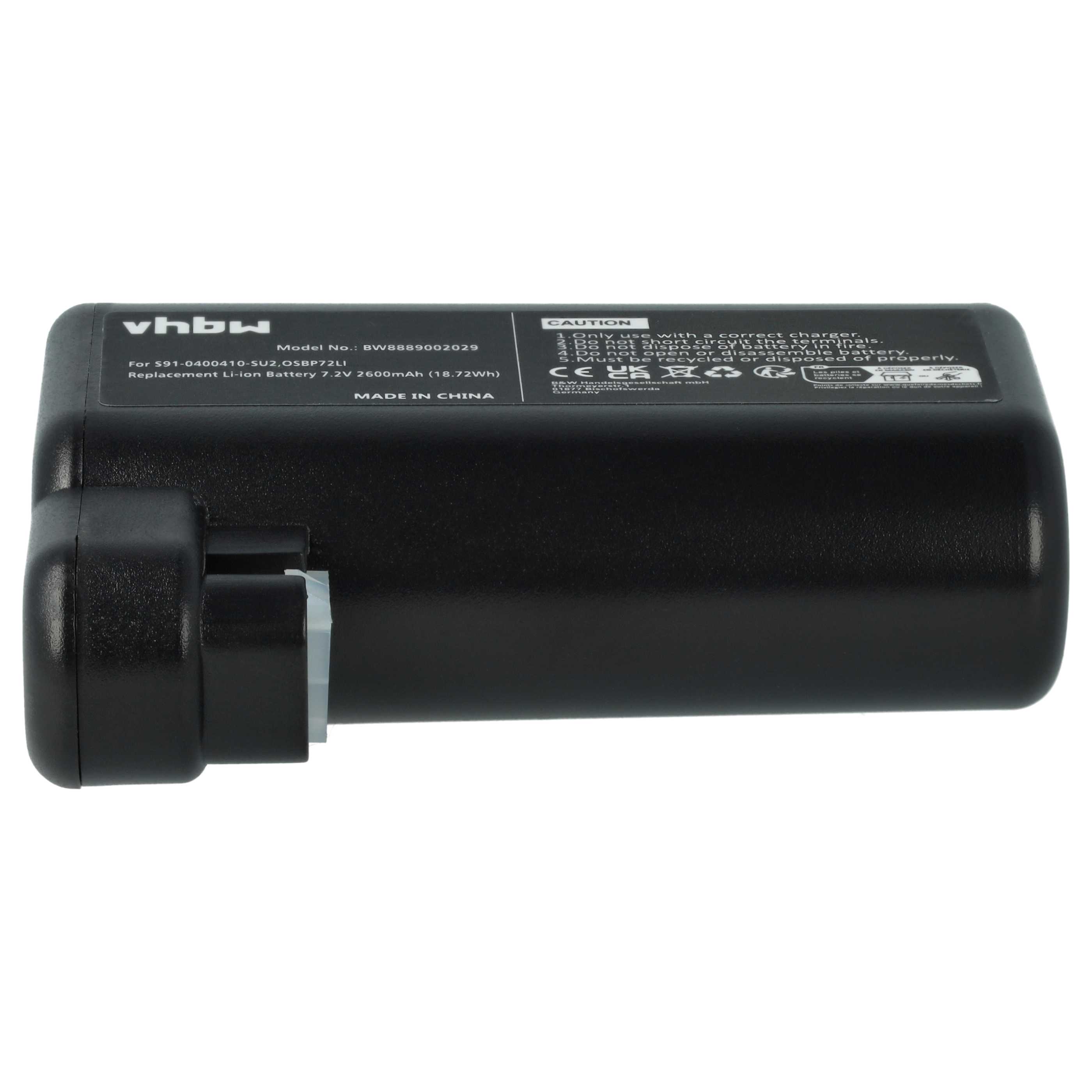 2x Battery replaces AEG S91-0400410-SU2, OSBP72LI for Electrolux etc. 2600mAh, 7.2V, Li-Ion