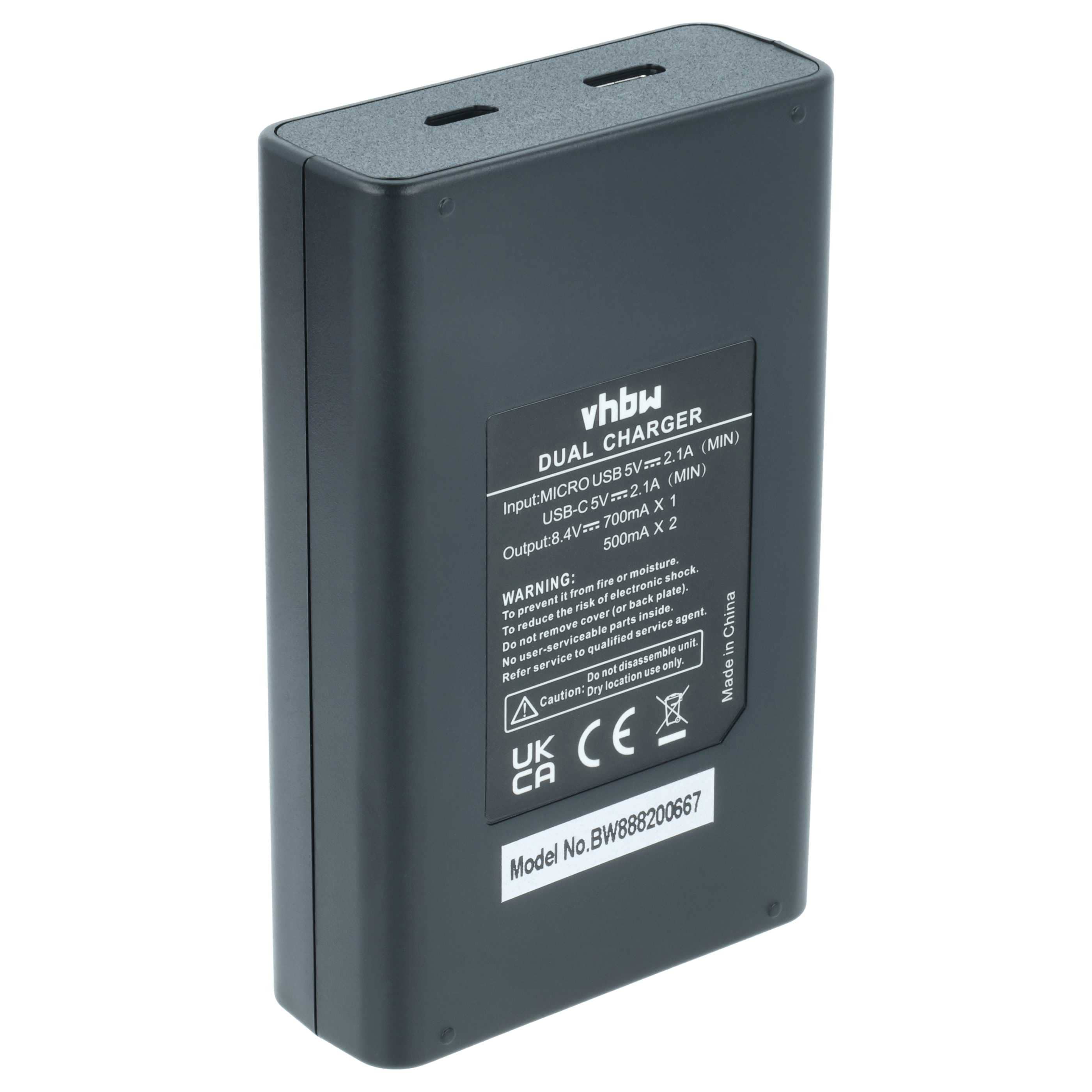 Battery Charger Micro-USB + USB-C + Cable Micro-USB suitable for Fuji Fujifilm GFX 50S II Digital Camera