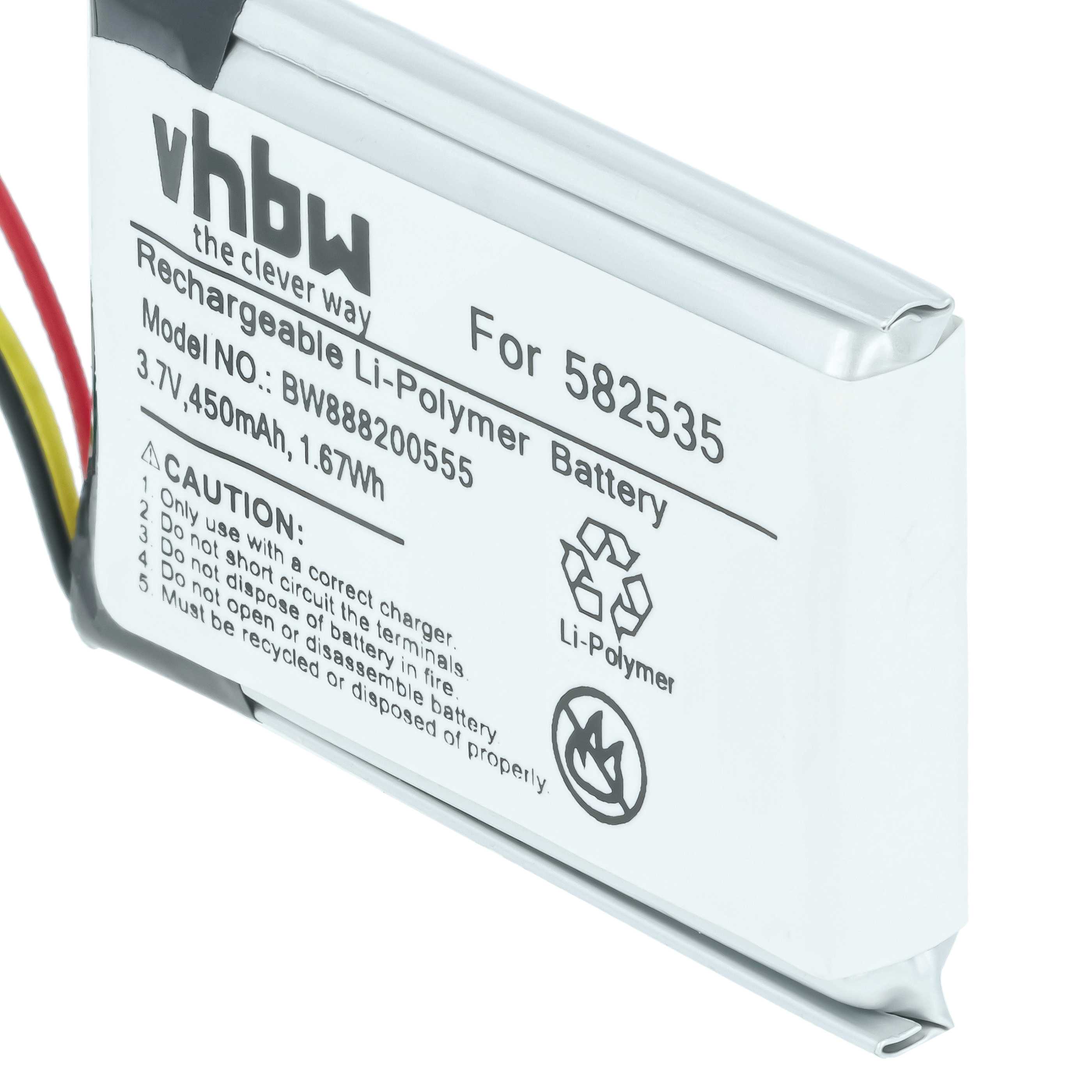 Videocamera Battery replaces Mio 582535, 1ICP6/26/36 - 450 mAh 3.7 V Li-polymer