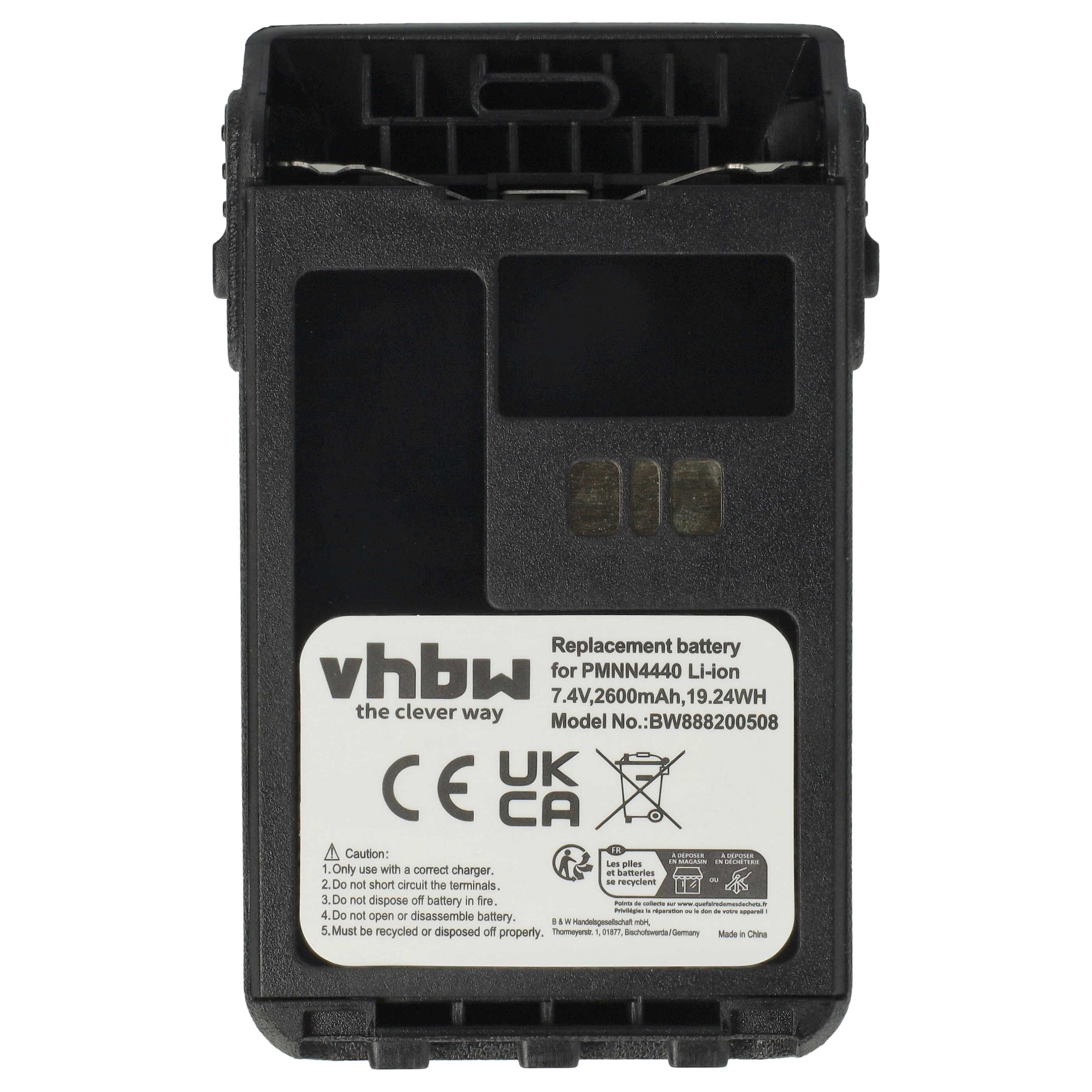 Radio 10x Battery replaces Motorola PMNN4511A, PMNN4440, PMNN4502A, PMNN4440AR - 2600 mAh 7.4 V Li-Ion