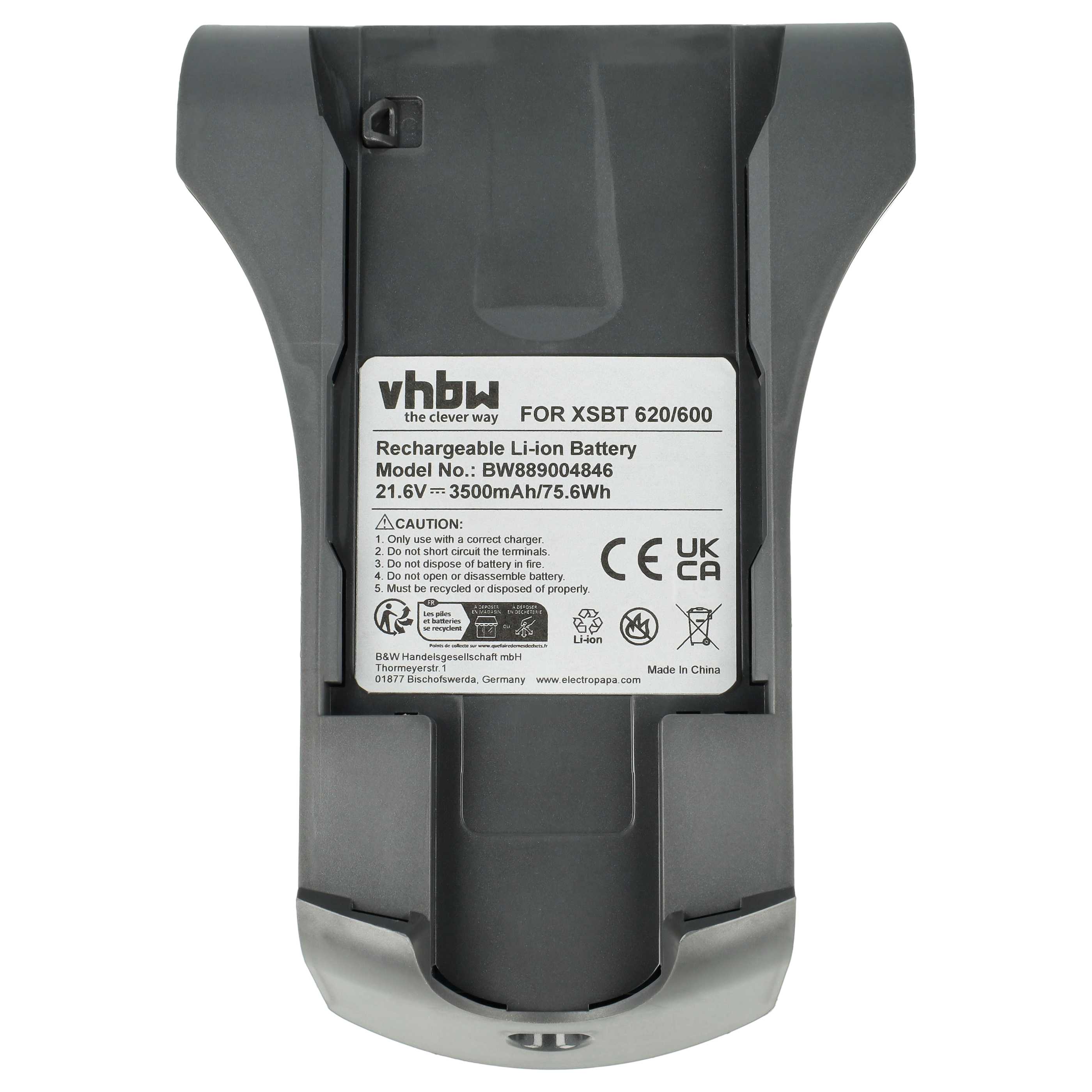 Battery replaces XSBT620 for Shark 3500mAh, 21.6V, Li-Ion
