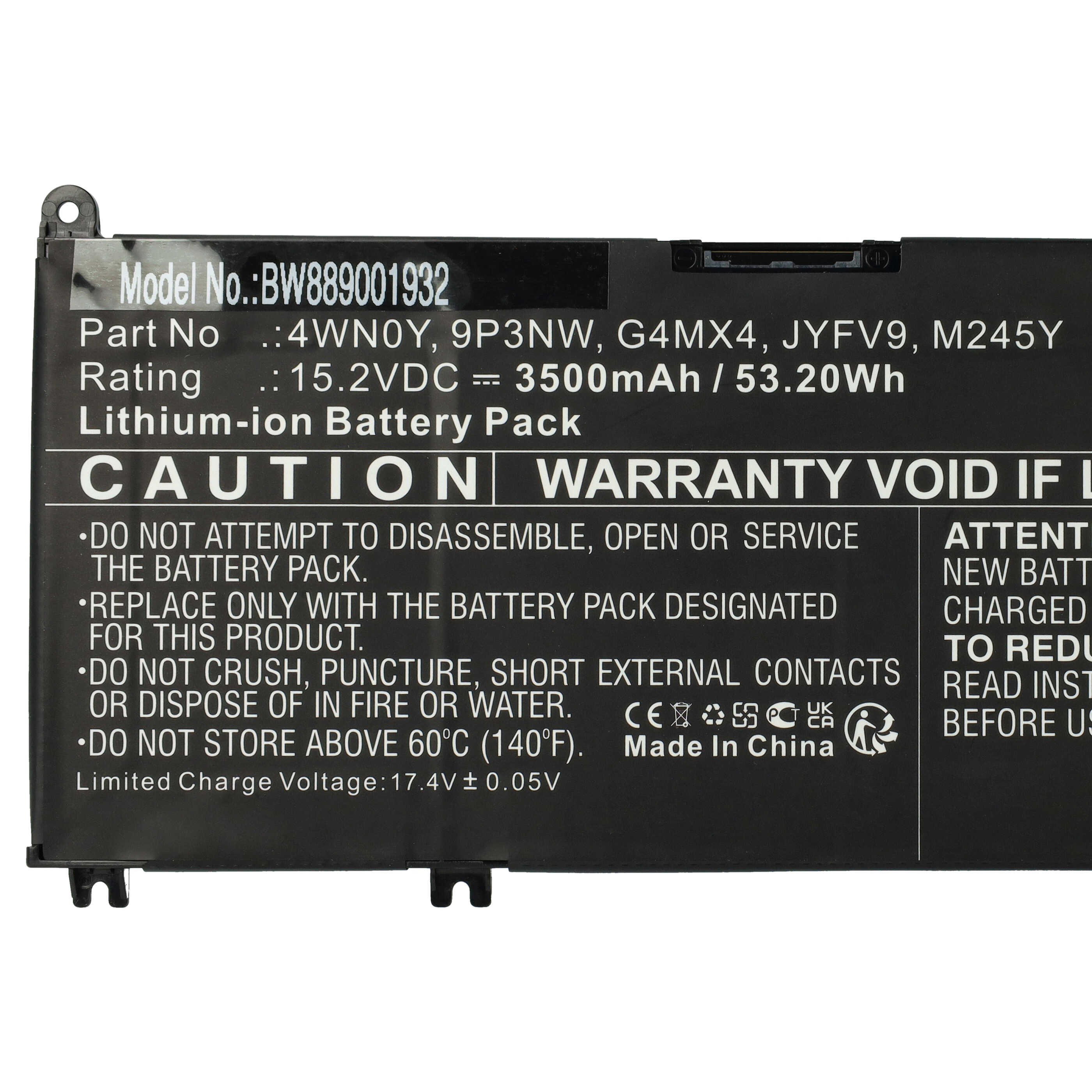 Akumulator do laptopa zamiennik Dell JYFV9, M245Y, G4MX4, 4WN0Y, 9P3NW - 3500 mAh 15,2 V Li-Ion, czarny