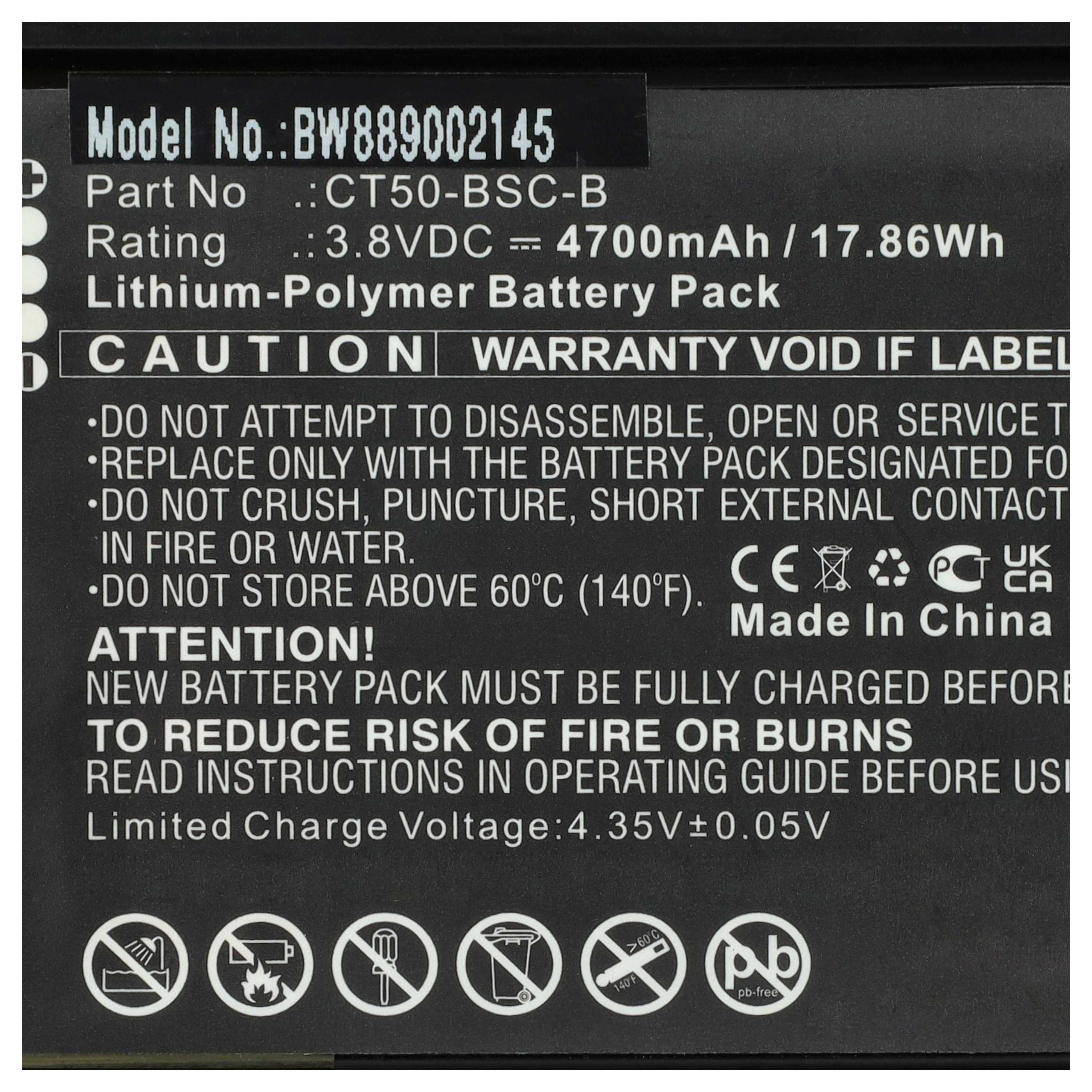 Batterie (2 pcs.) remplace Honeywell CT50-BSC-B, 318-055-018 pour ordinateur mobile PDA Honeywell - 4700mAh