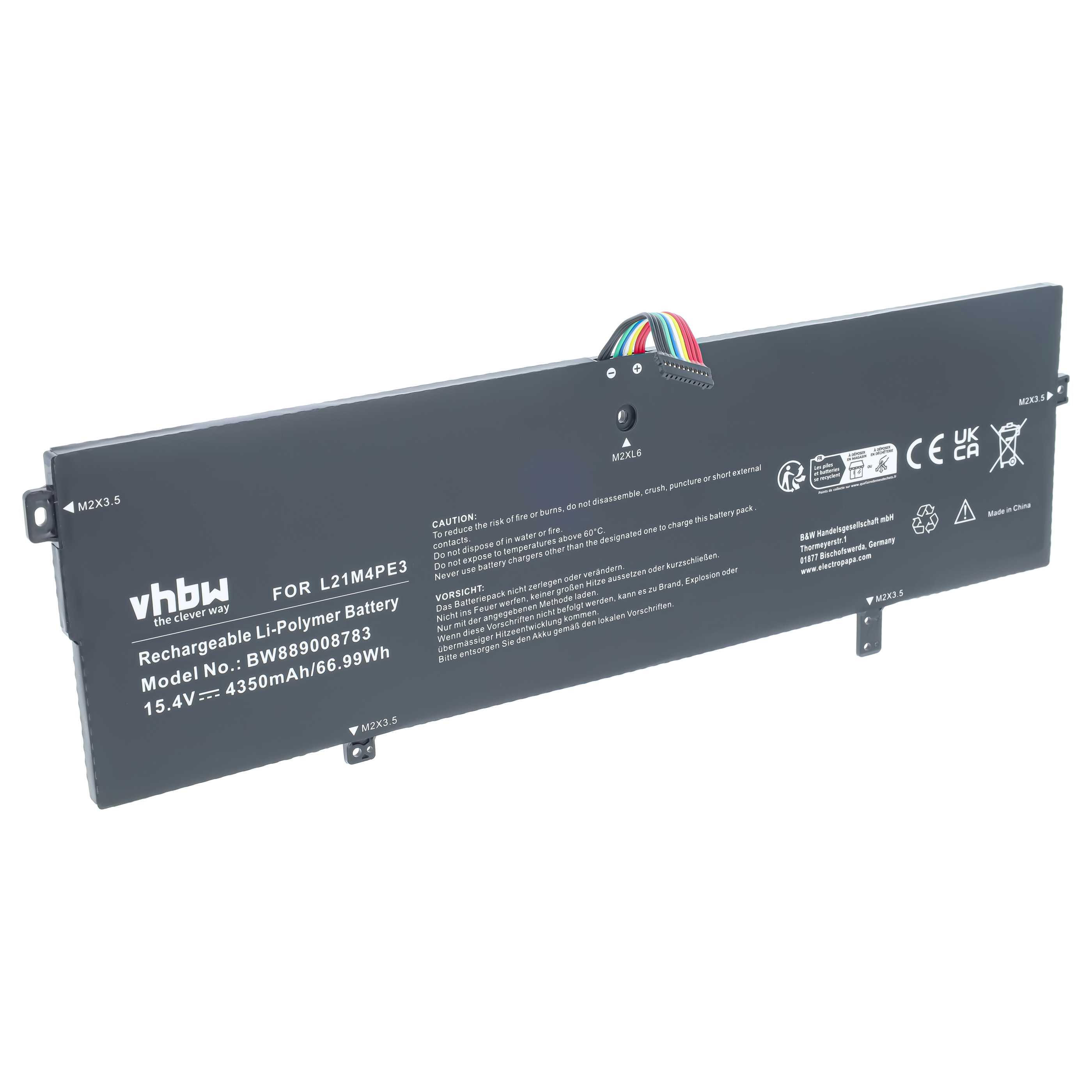Batteria sostituisce Lenovo L21M4PE3 per notebook - 6900mAh 15,4V Li-Poly