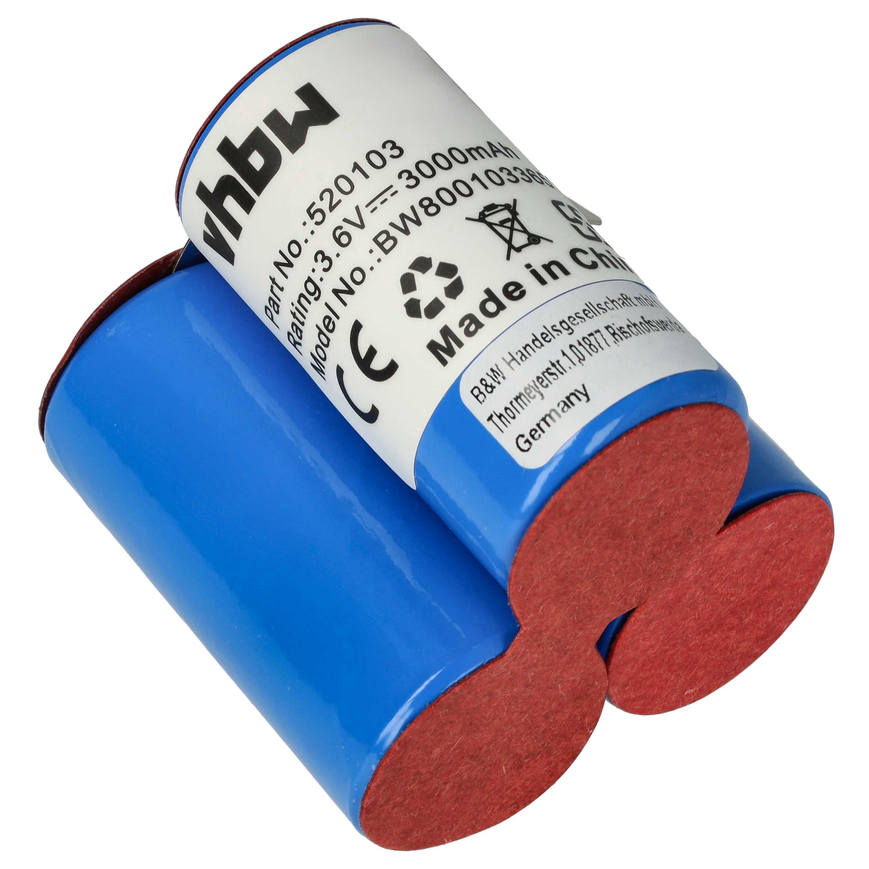 Battery replaces AEG 900055102, 520103 for AEG 3000mAh, 3.6V, NiMH
