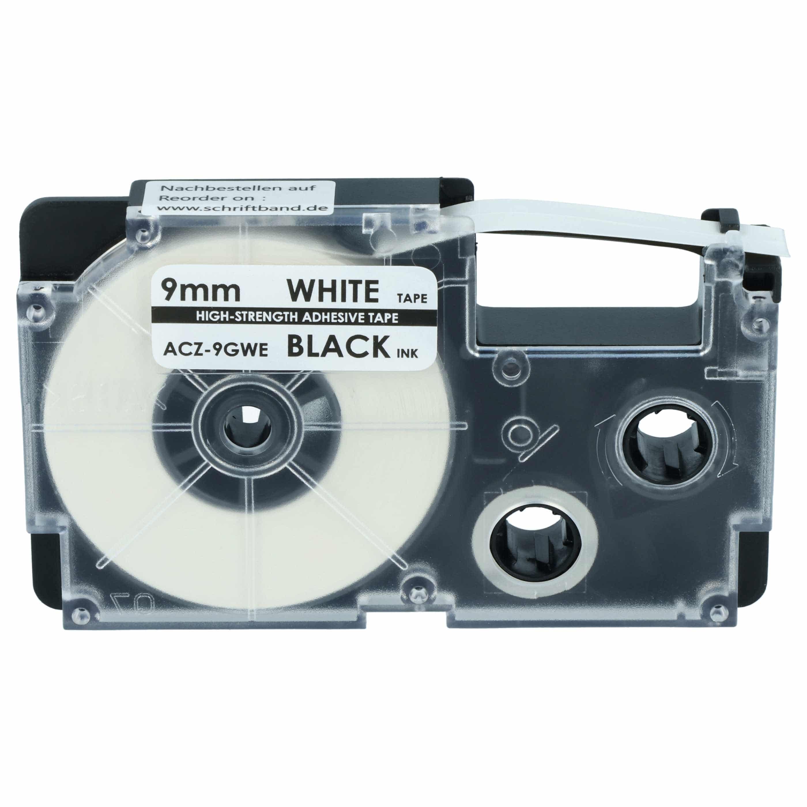 Label Tape replaces Casio XR-9GWE - 9 mm Black to White