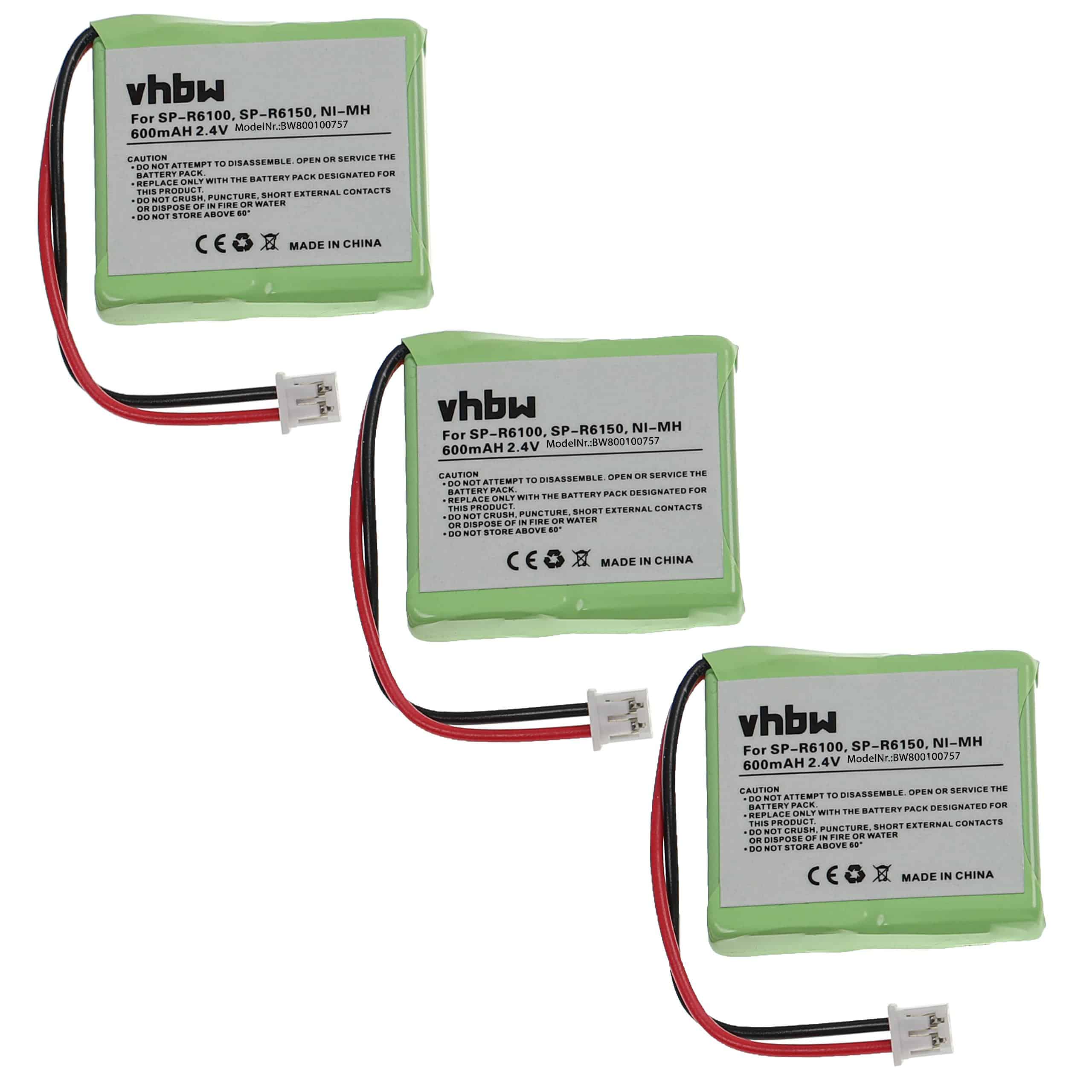 3x Batteries remplace GP5M2BMXZ, E47H, GP0830, BC102168, CP25, 82H pour téléphone Sagem - 600mAh 2,4V NiMH