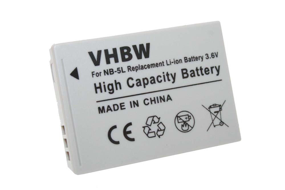 Battery Replacement for Canon NB-5L - 650mAh, 3.6V, Li-Ion