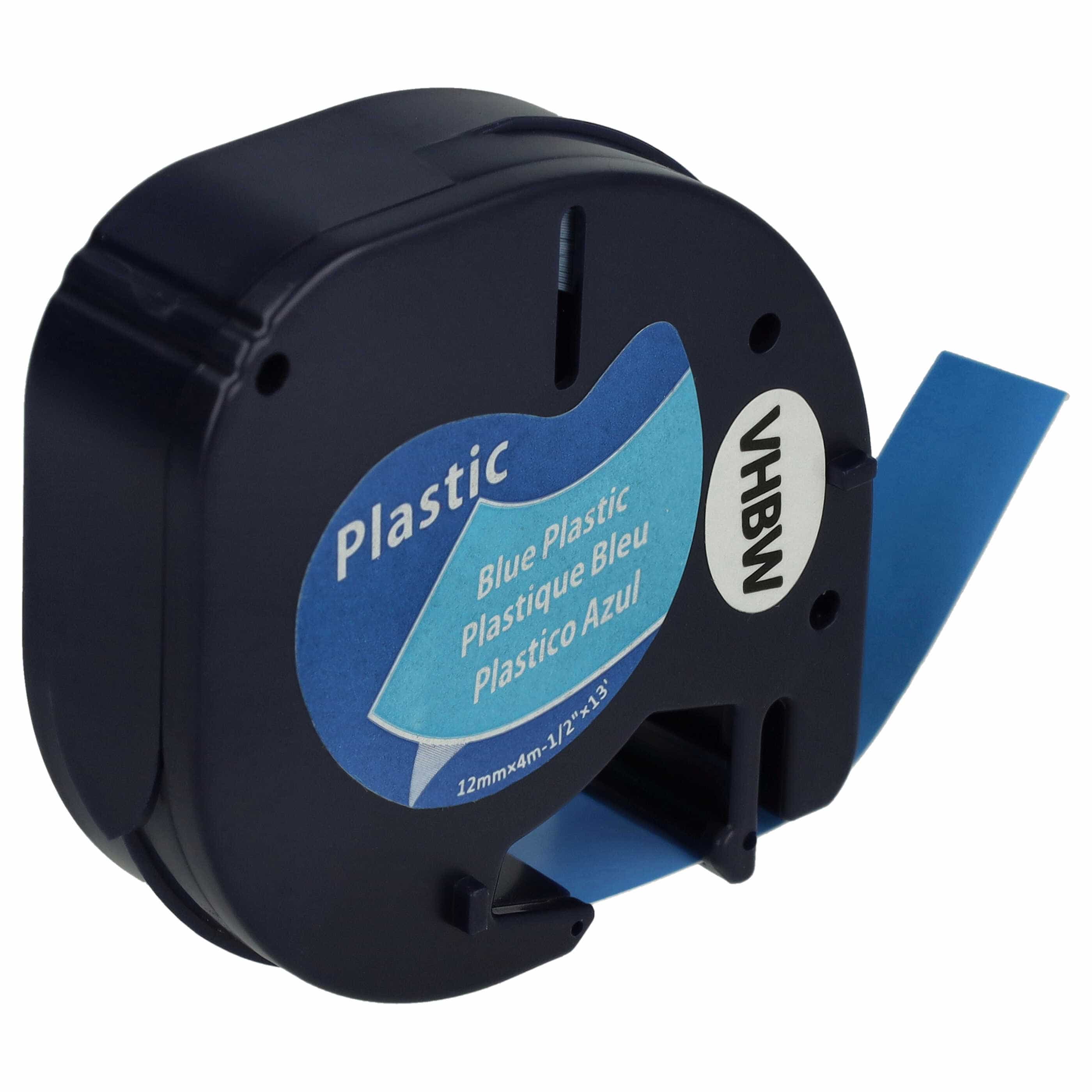 Cassette à ruban en plastique remplace Dymo 91225, S0721650 - 12mm lettrage Noir ruban Bleu, plastique
