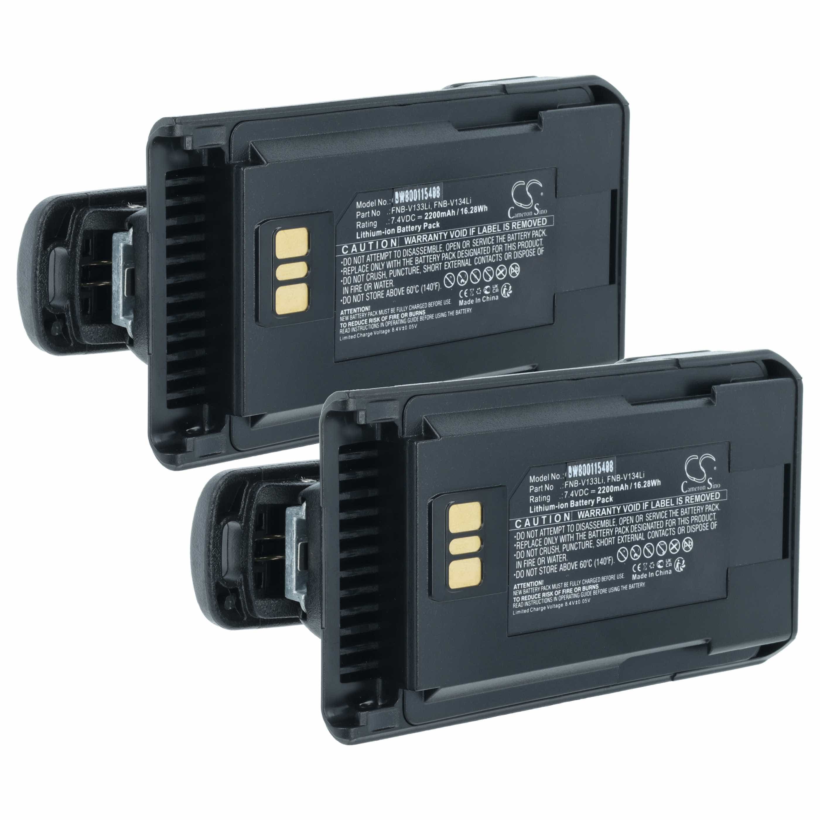 Radio 2x Battery replaces Motorola AAJ67X001, AAJ68X001, AAK66X501 - 2200 mAh 7.4 V Li-Ion + Belt Clip