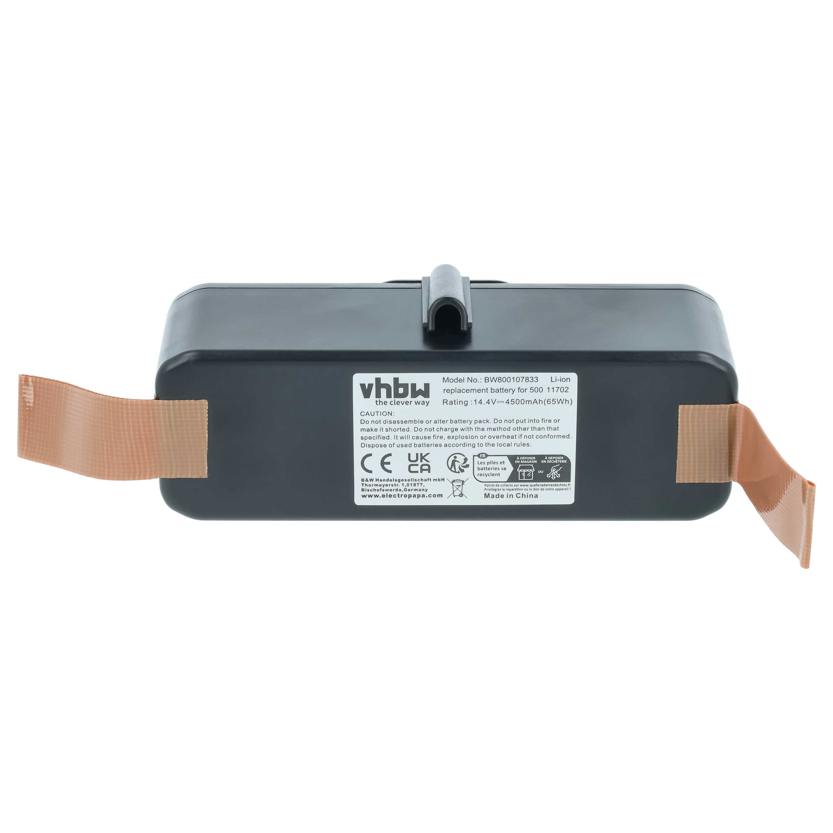 Batteria sostituisce 11702, 80501e, 80601, 68939, 80501, 4419696 per aspirapolvere - 4500mAh 14,4V Li-Ion