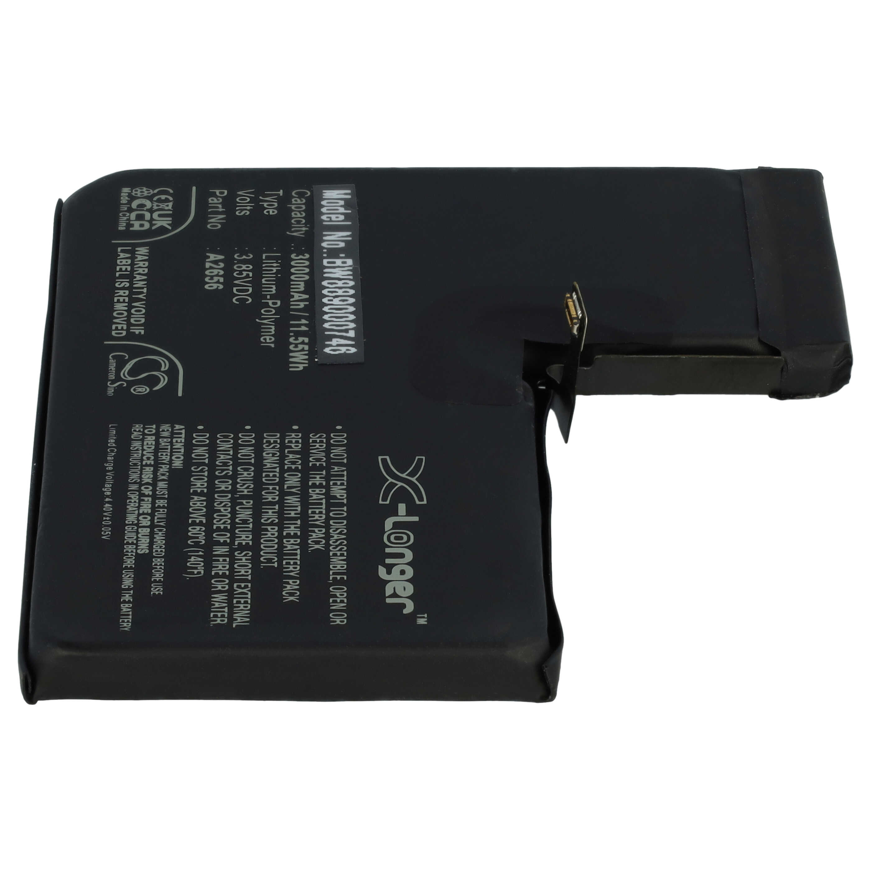 Mobile Phone Battery Replacement for Apple A2656 - 3000mAh 3.85V Li-polymer