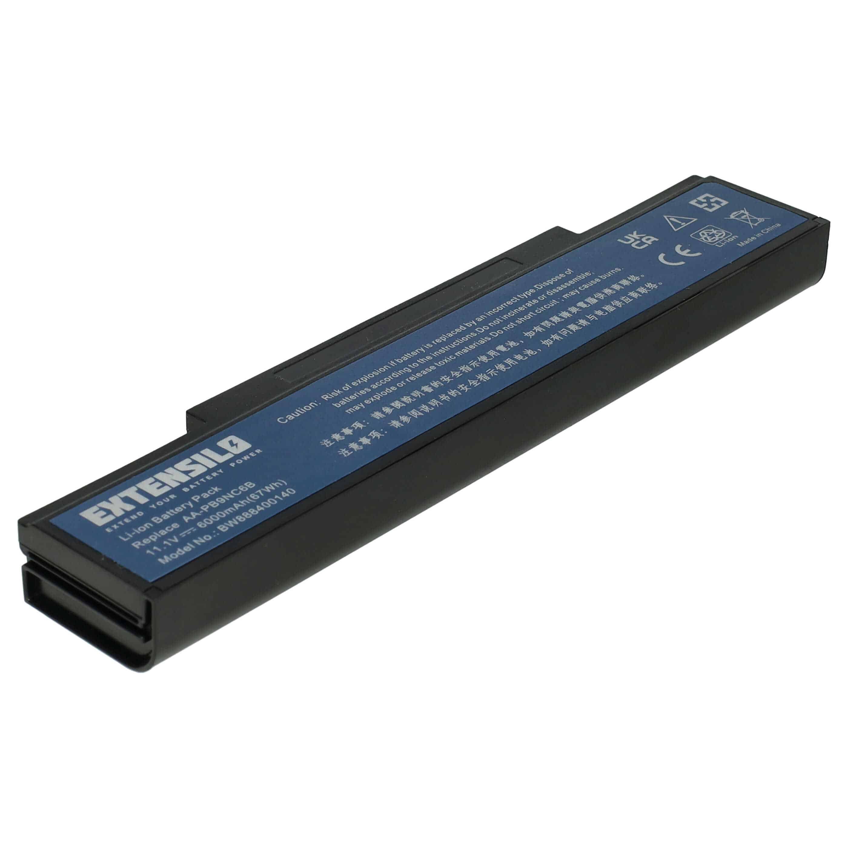 Notebook Battery Replacement for Samsung AA-PB9NC5B, AA-PB9MC6B, AA-PB9MC6W, AA-PB9MC6S - 6000mAh 11.1V Li-Ion