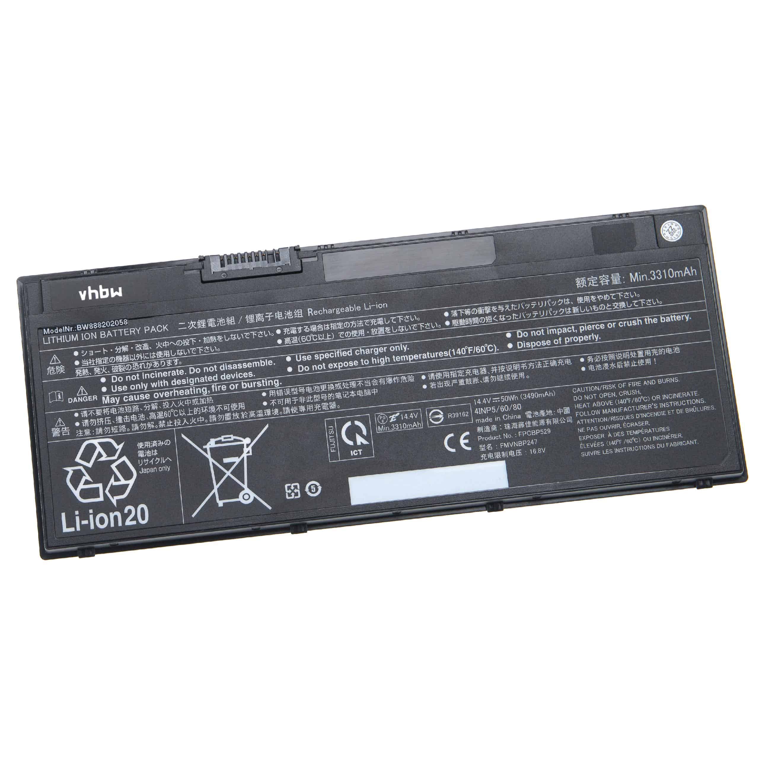 Akumulator do laptopa zamiennik Fujitsu 34053269, 34061271, 34068253 - 3490 mAh 14,4 V Li-Ion, czarny