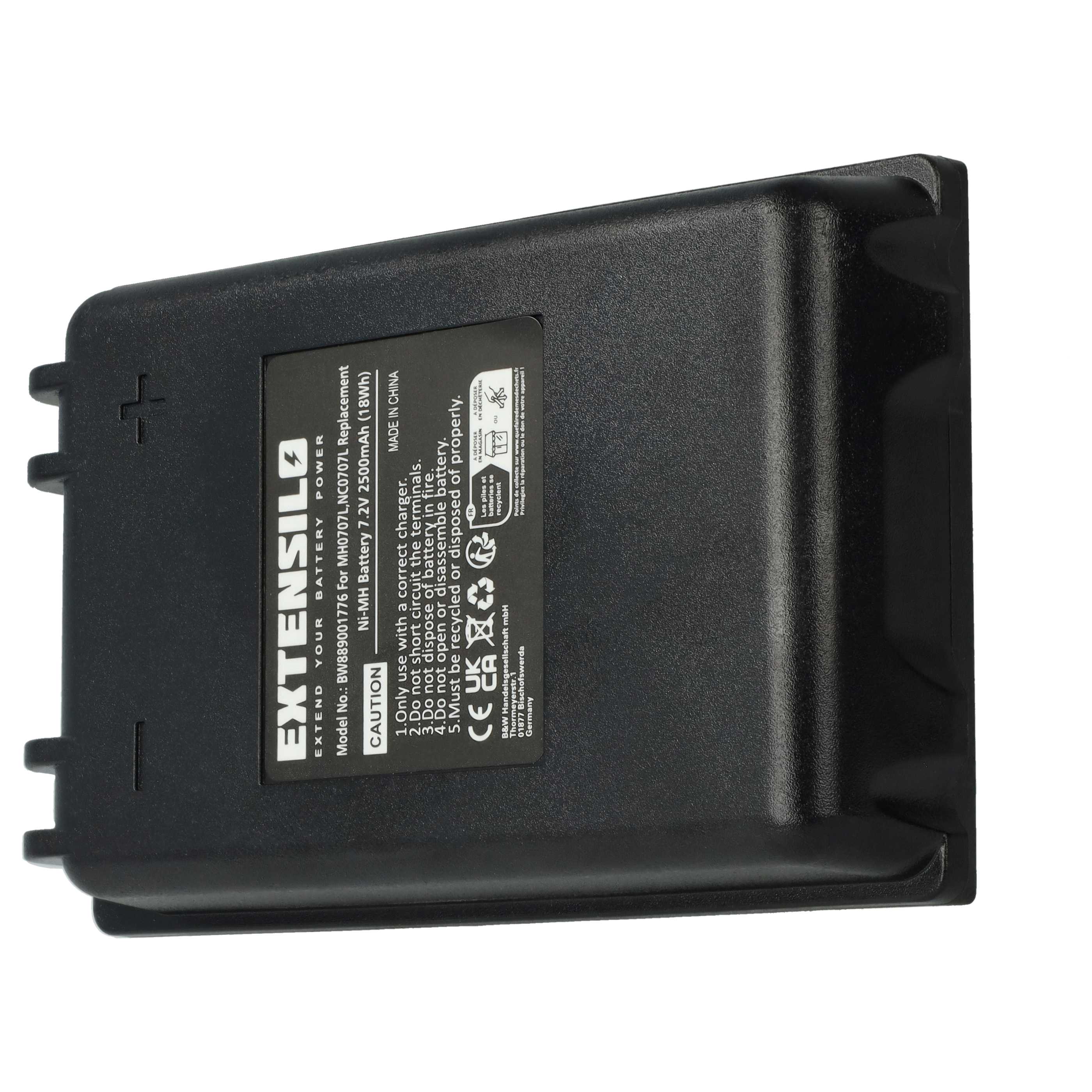Battery (2 Piece) as Replacement for Autec MH0707L, NC0707L Remote Control - 2500 mAh 7.2 V NiMH