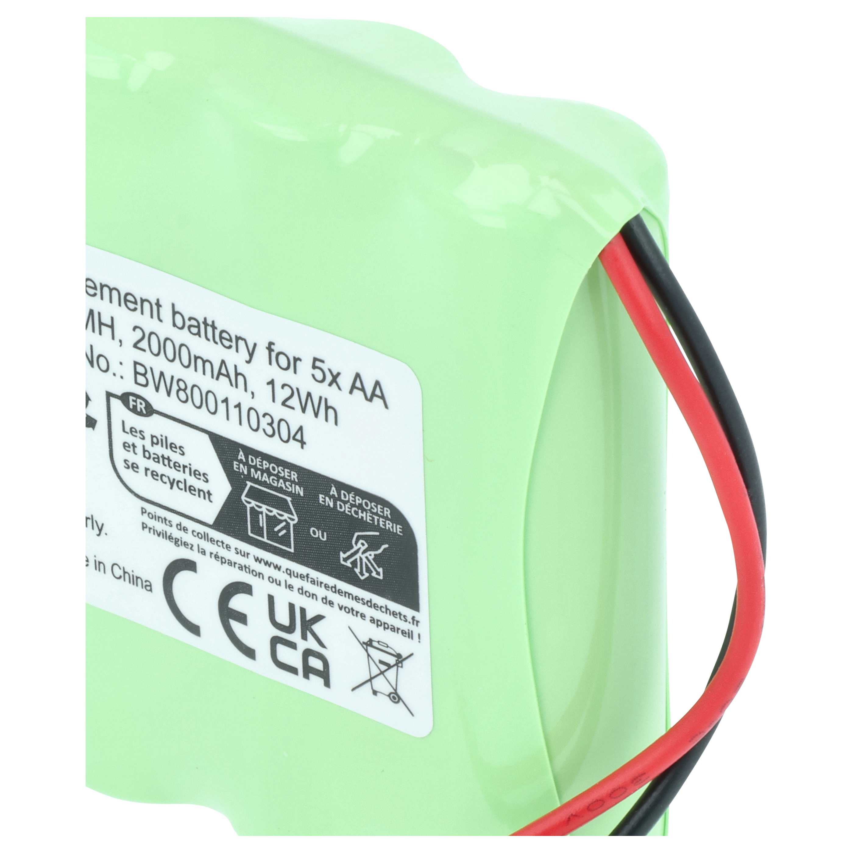 Universal Battery for various Devices - 2000 mAh 6 V NiMH Replaces 5x AA Mignon