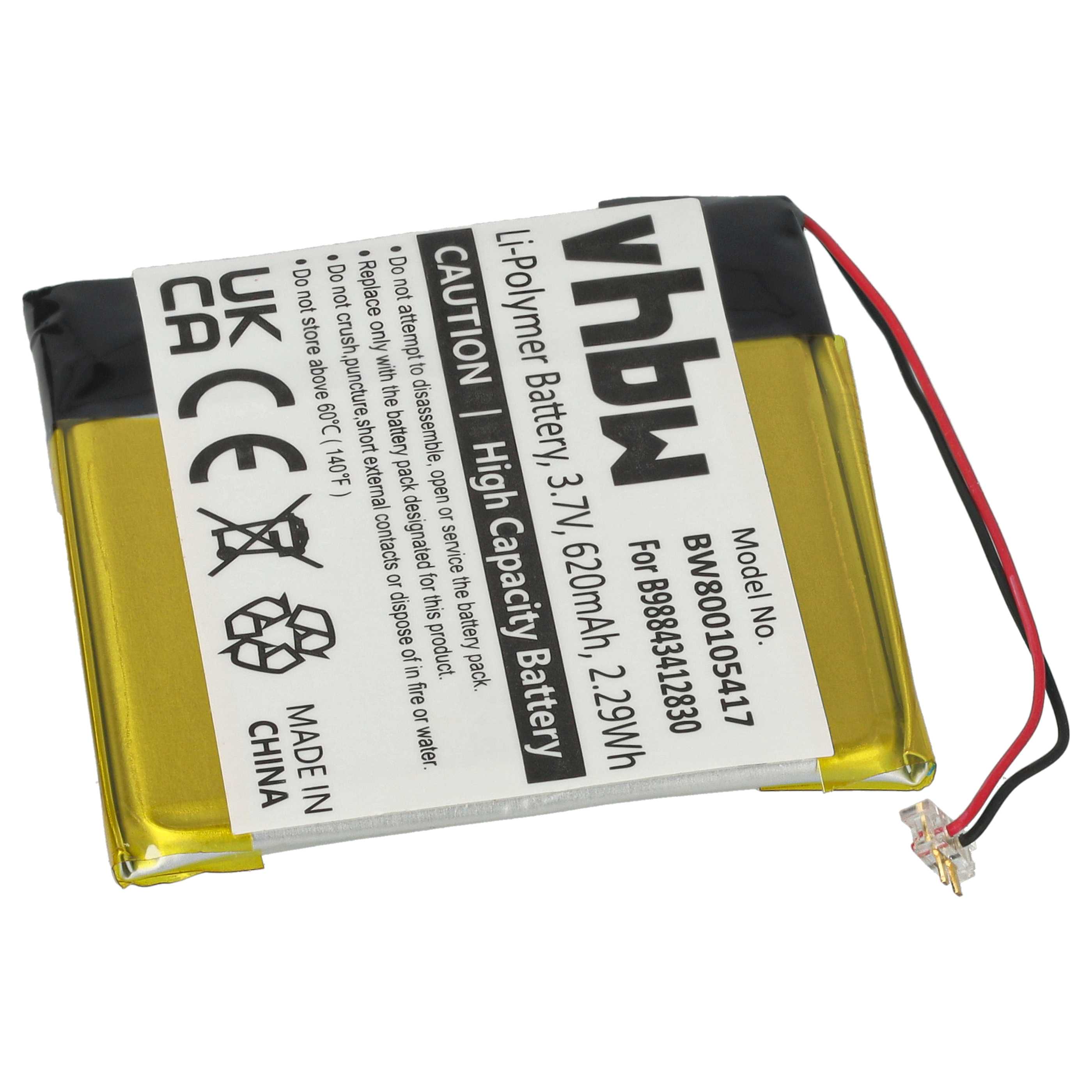 MP3-Player Battery replaces Samsung B98843412830 - 620 mAh 3.7 V Li-polymer