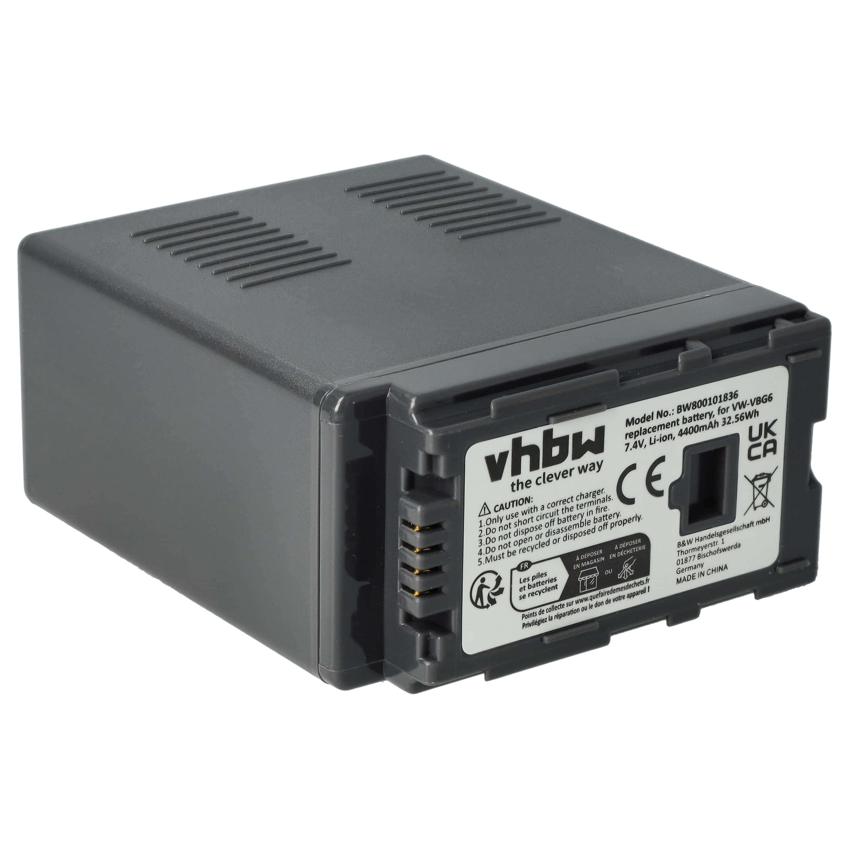 Videocamera Battery replaces Panasonic VW-VBG6 - 4400 mAh 7.4 V Li-Ion
