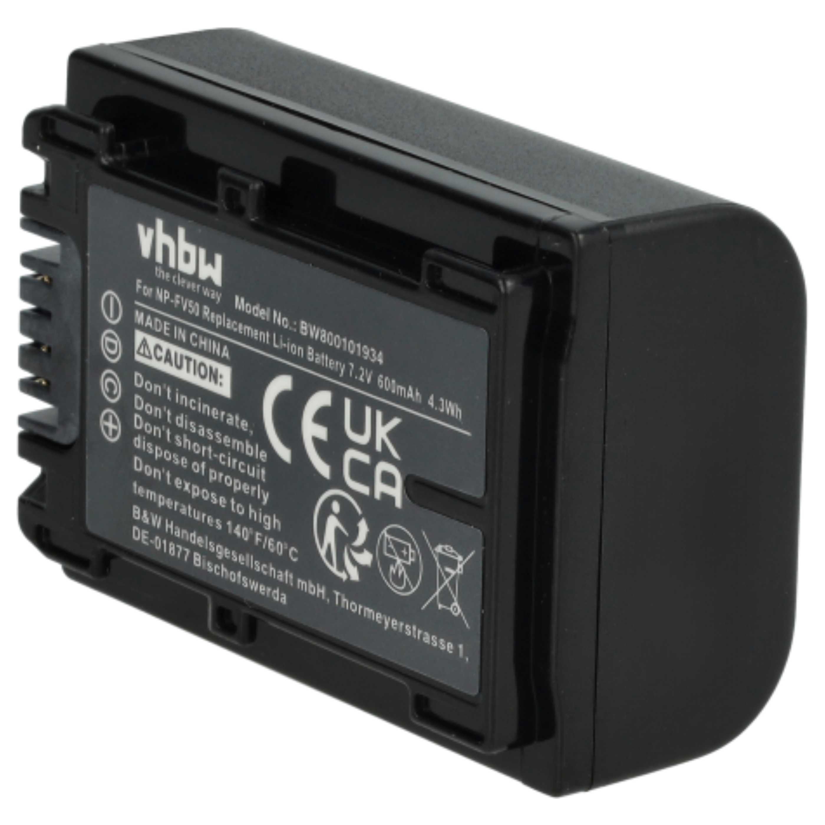 Videocamera 3x Battery replaces Sony NP-FV40, NP-FV50, NP-FV30 - 600 mAh 7.2 V Li-Ion
