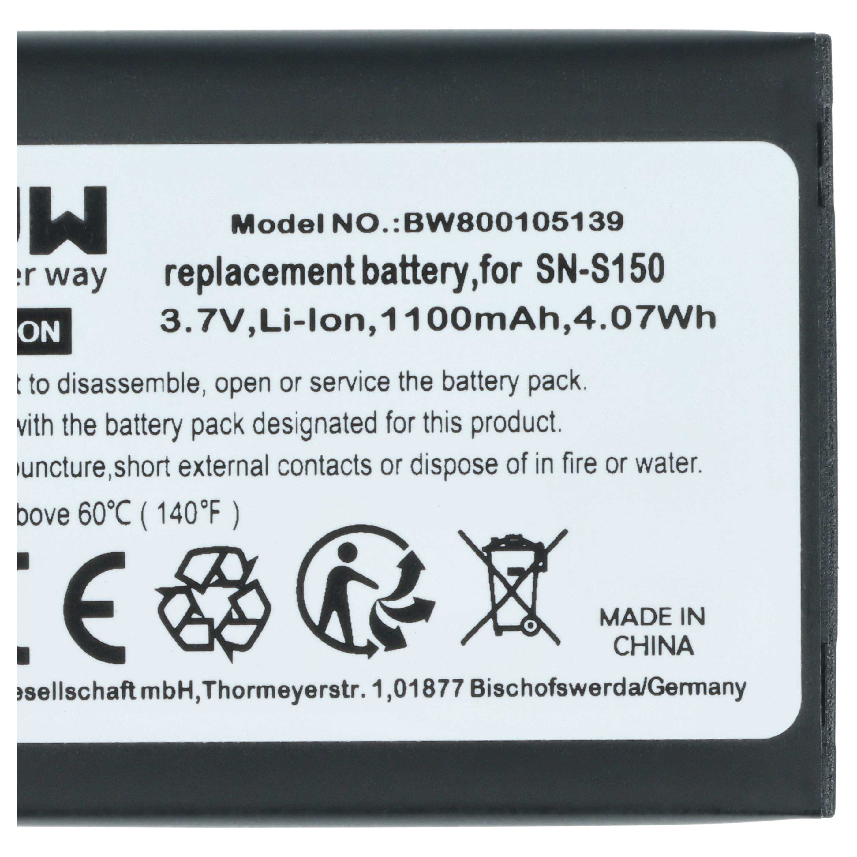 Baby Monitor Battery replaces Philips 996510061843, SN-S150, N-S150, 20600002300 - 1100 mAh 3.7 V Li-Ion