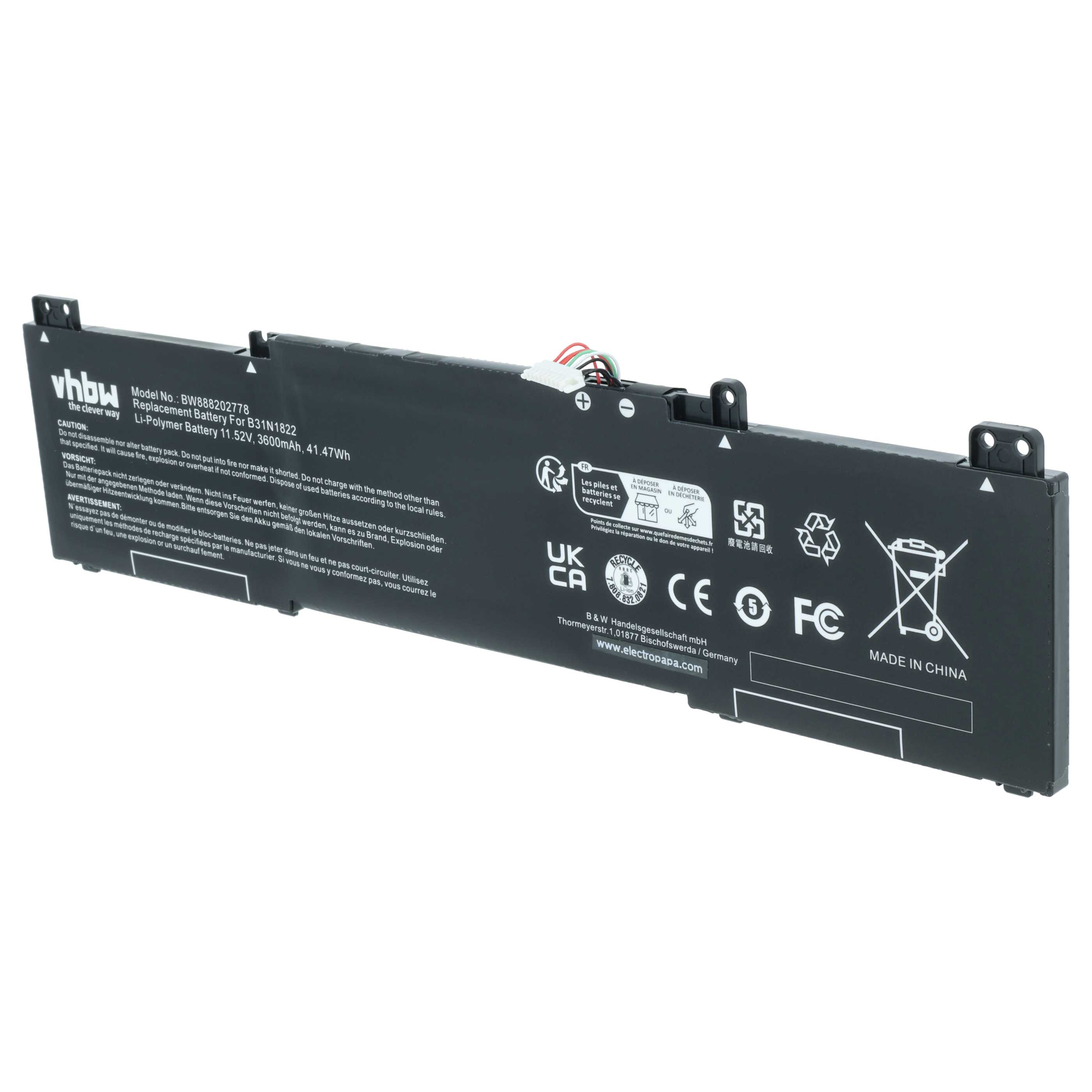 Akumulator do laptopa zamiennik Asus 3ICP5/57/80, 0B200-03220000, B31Bi2H, B31BIEH - 3600 mAh 11,52 V LiPo