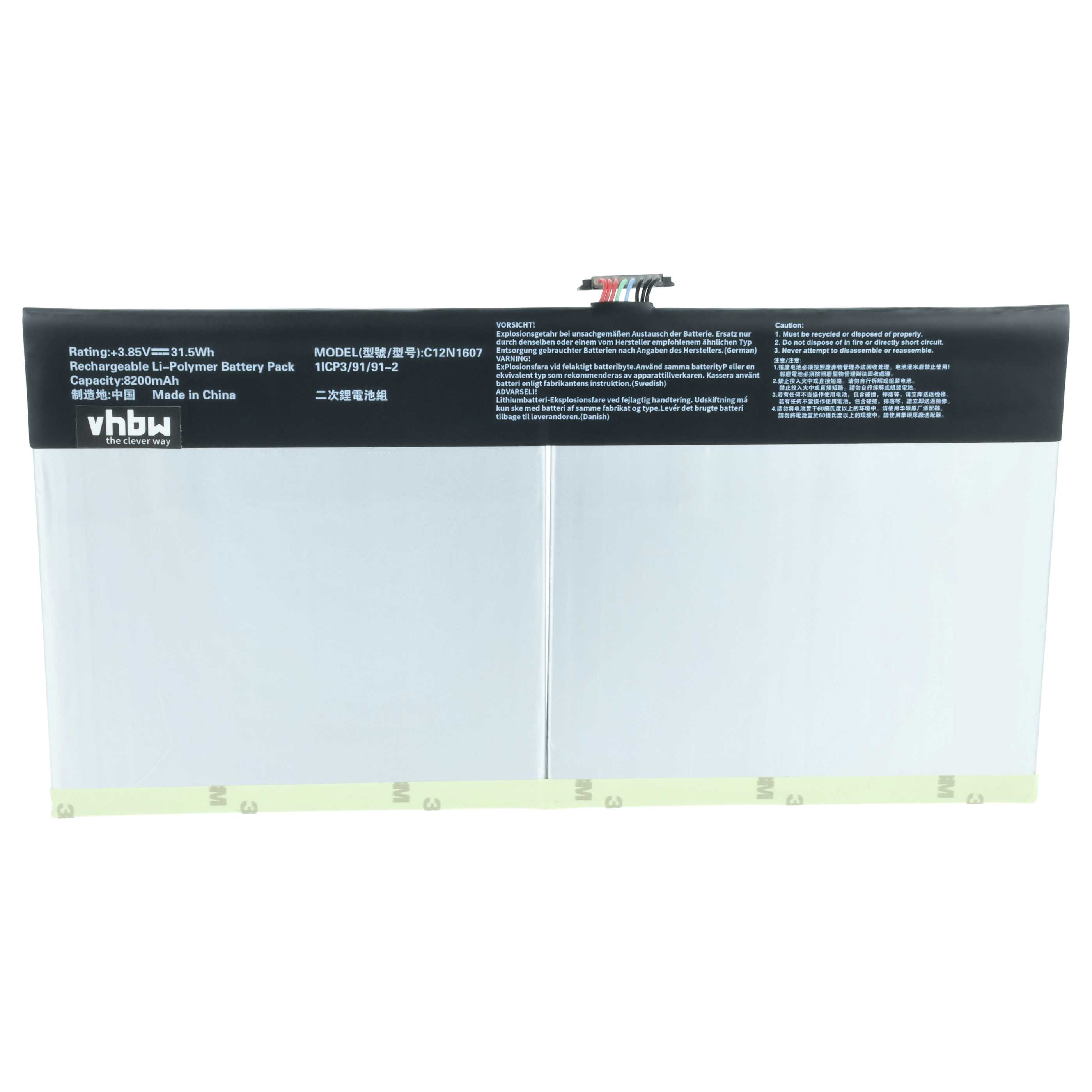 Batteria per tablet sostituisce Asus 0B200-02230100, 0B200-02230000, C12N1607 - 8200mAh 3,85V Li-Poly