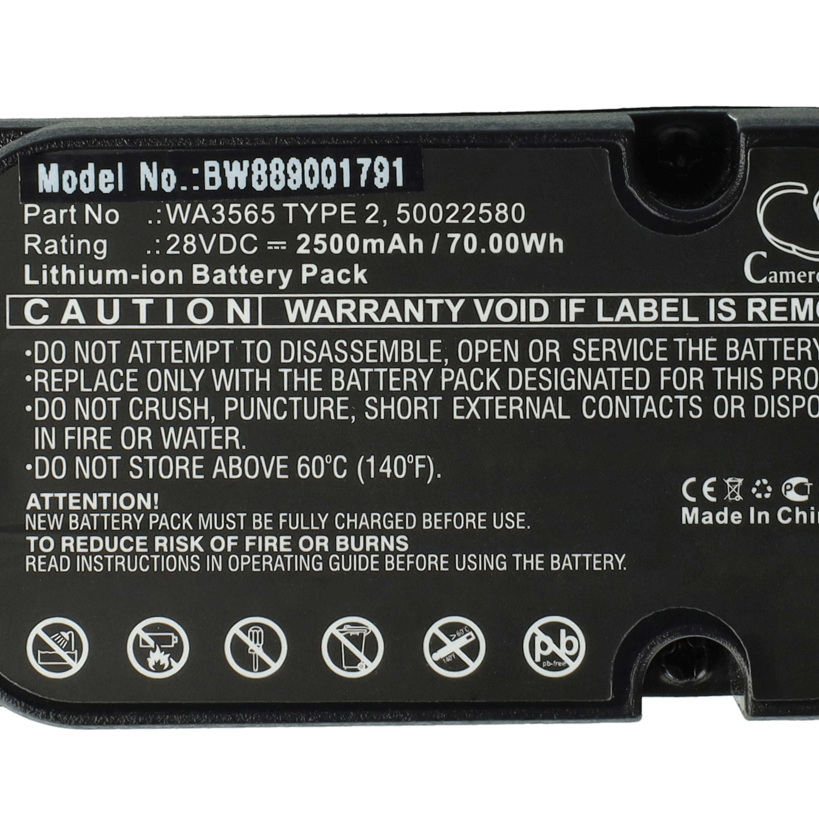 Batterie remplace Worx 50022580, 50029621, 50026980, 50022713 pour outil de jardinage - 2500mAh 28V Li-ion