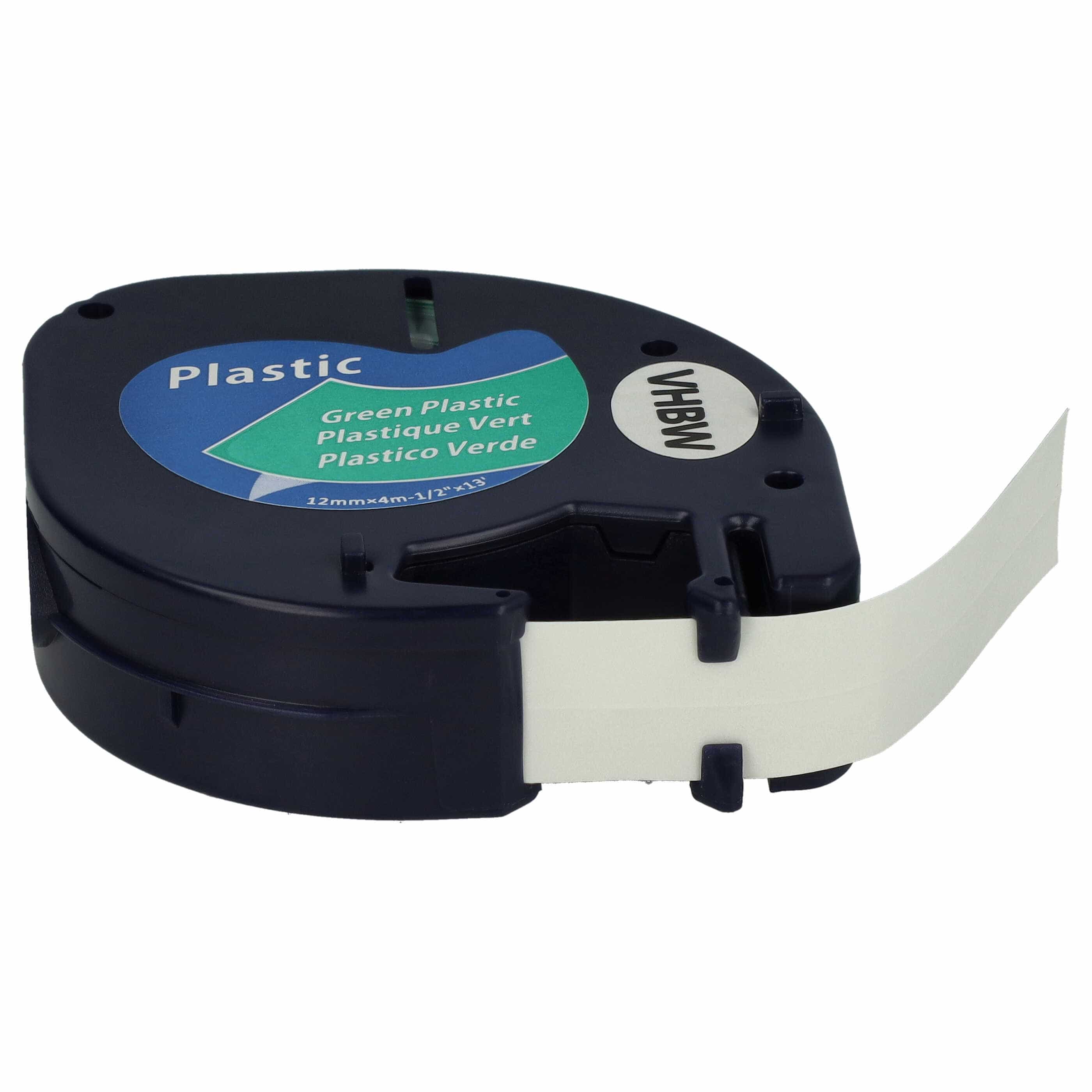 Cassetta nastro plastica sostituisce Dymo 91224, S0721640 per etichettatrice Dymo 12mm nero su verde, plastica