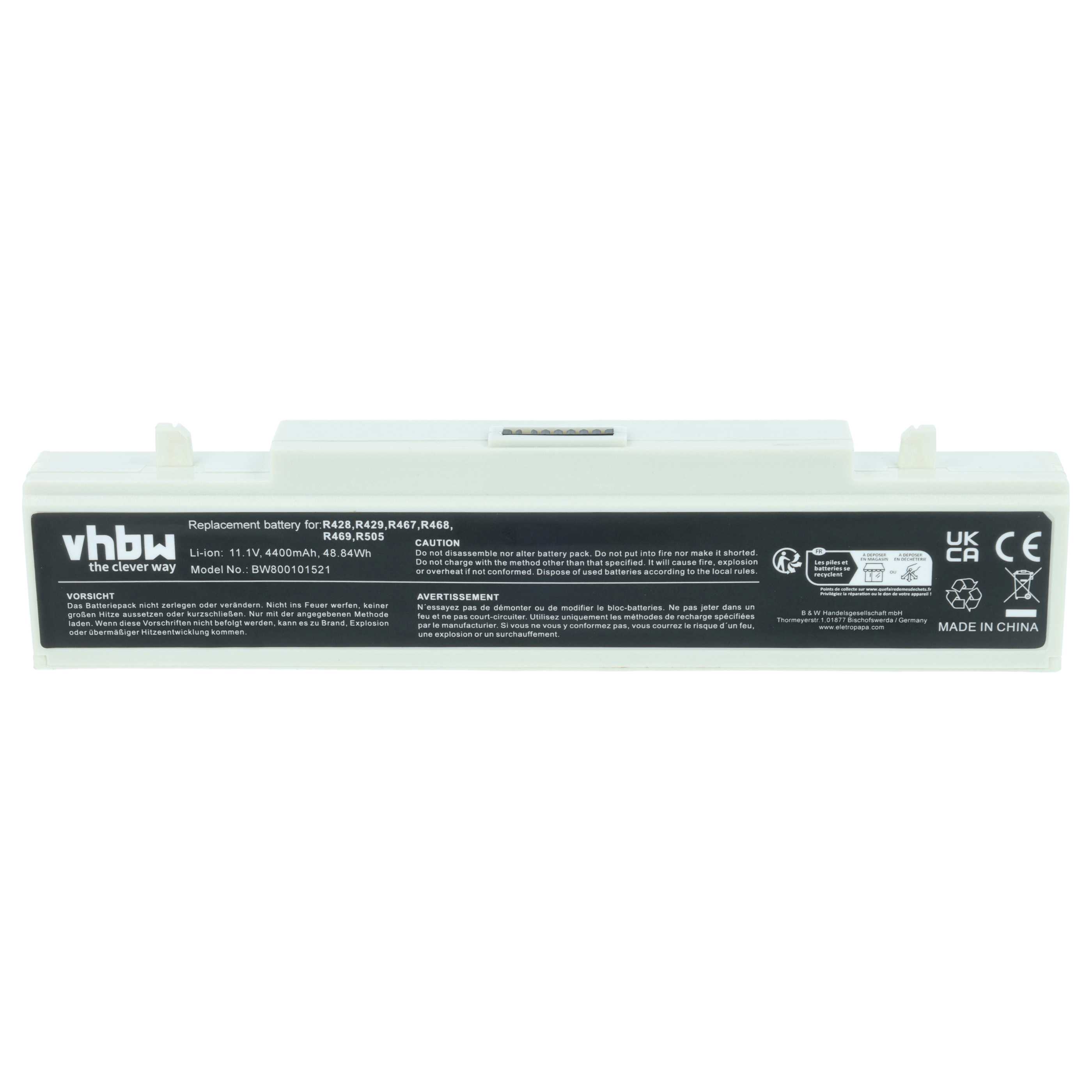 Batteria sostituisce Samsung AA-PL9NC6W, AA-PL9NC6B, AA-PL9NC2B per notebook - 4400mAh 11,1V Li-Ion bianco