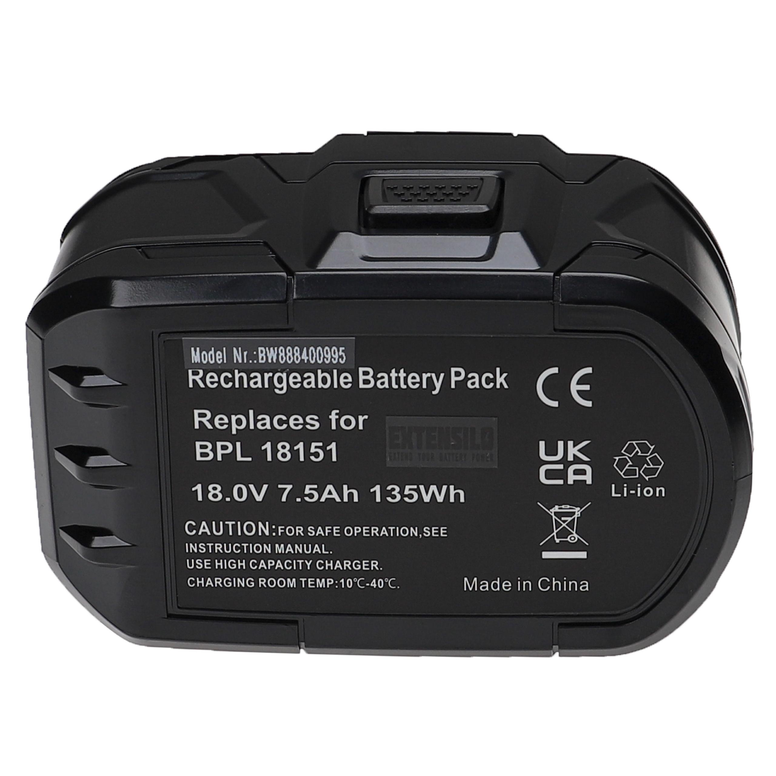 Batteries (3x pièces) remplace Ryobi ABP1803, ABP1801 pour outil électrique - 7500 mAh, 18 V, Li-ion