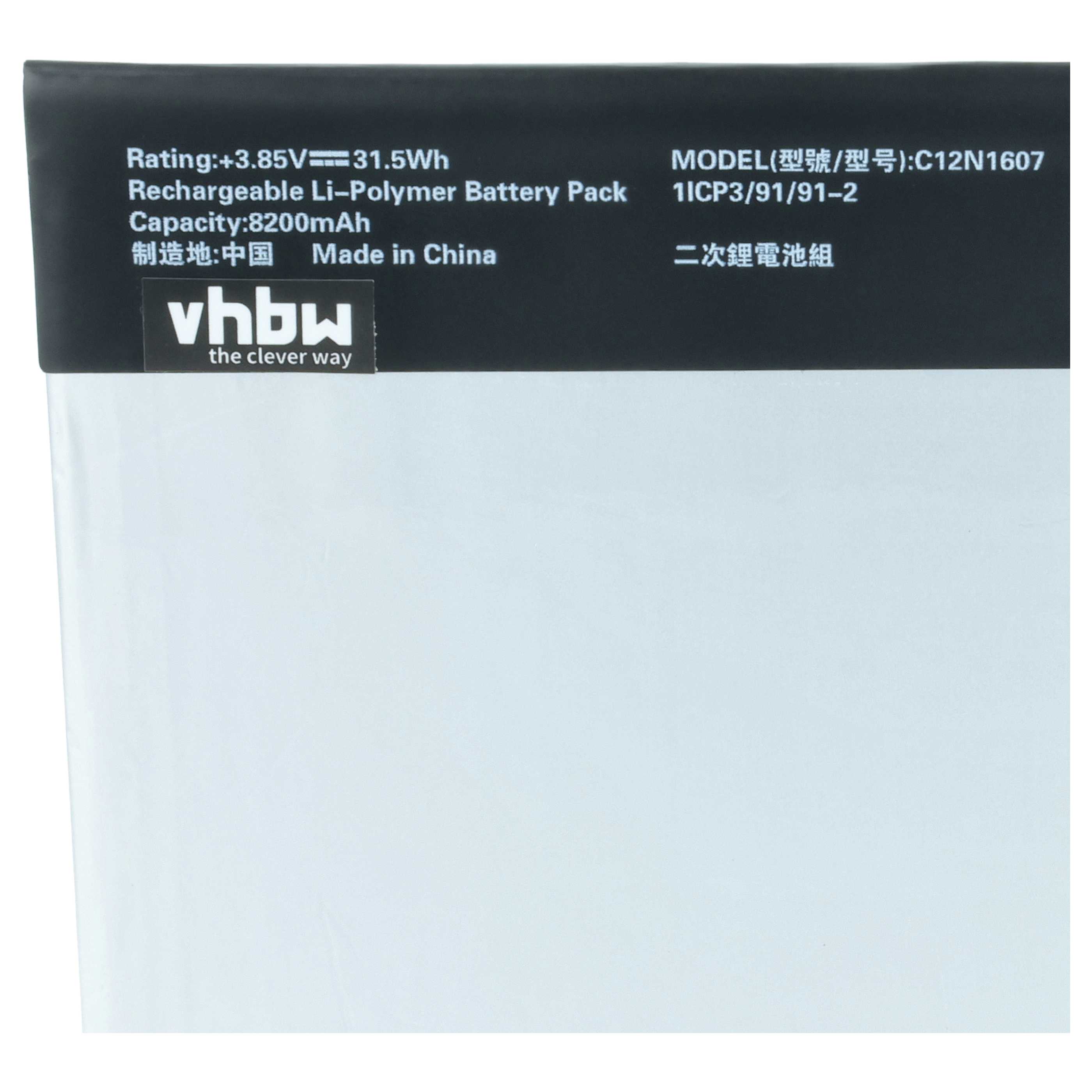 Batteria per tablet sostituisce Asus 0B200-02230100, 0B200-02230000, C12N1607 - 8200mAh 3,85V Li-Poly