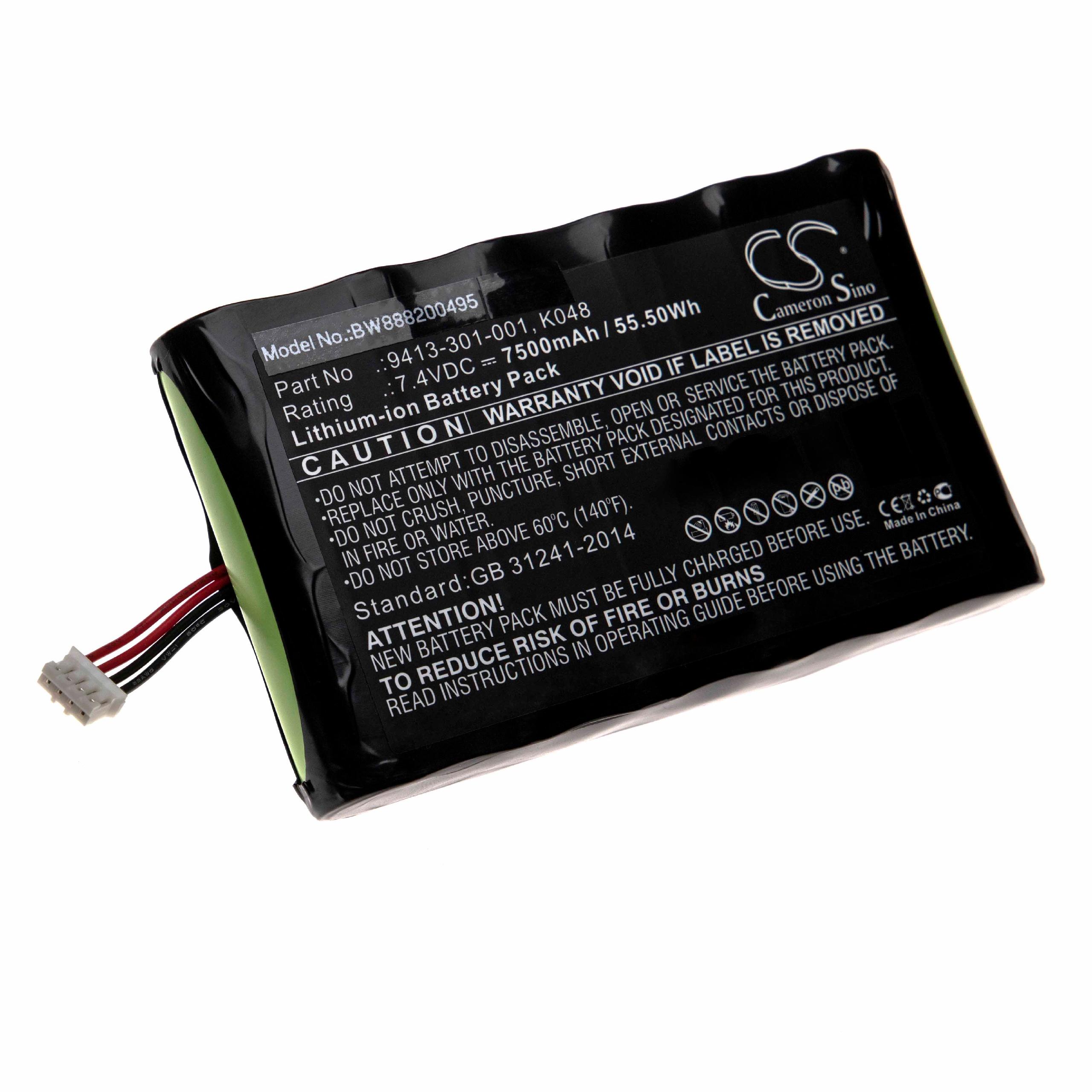 Batterie remplace Peli K048, 9413-301-001 pour lampe de poche - 7500mAh 7,4V Li-ion