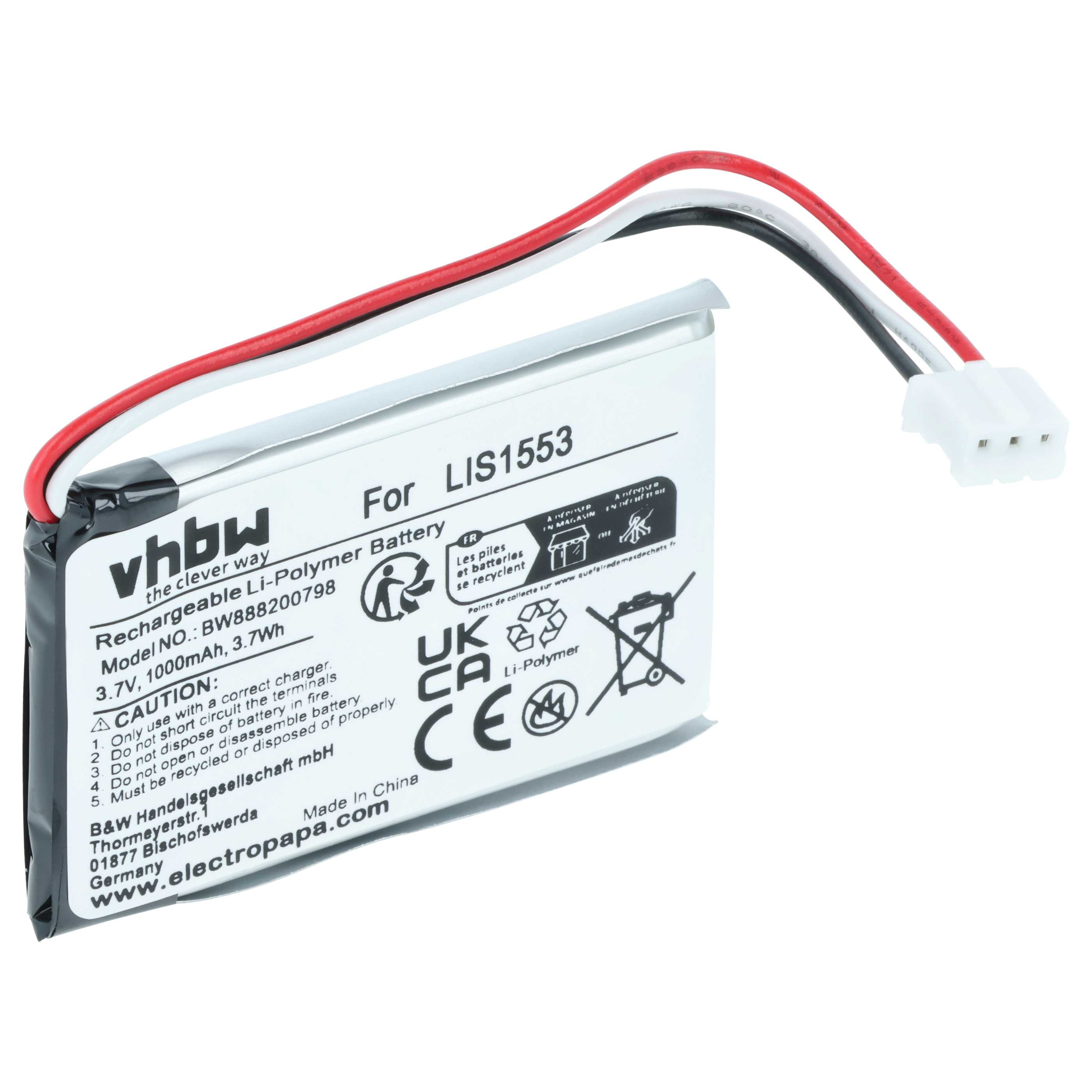 Akumulator do słuchawek bezprzewodowych zamiennik Sony LIS1553(SY6), LIS1553 - 1000 mAh 3,7 V LiPo