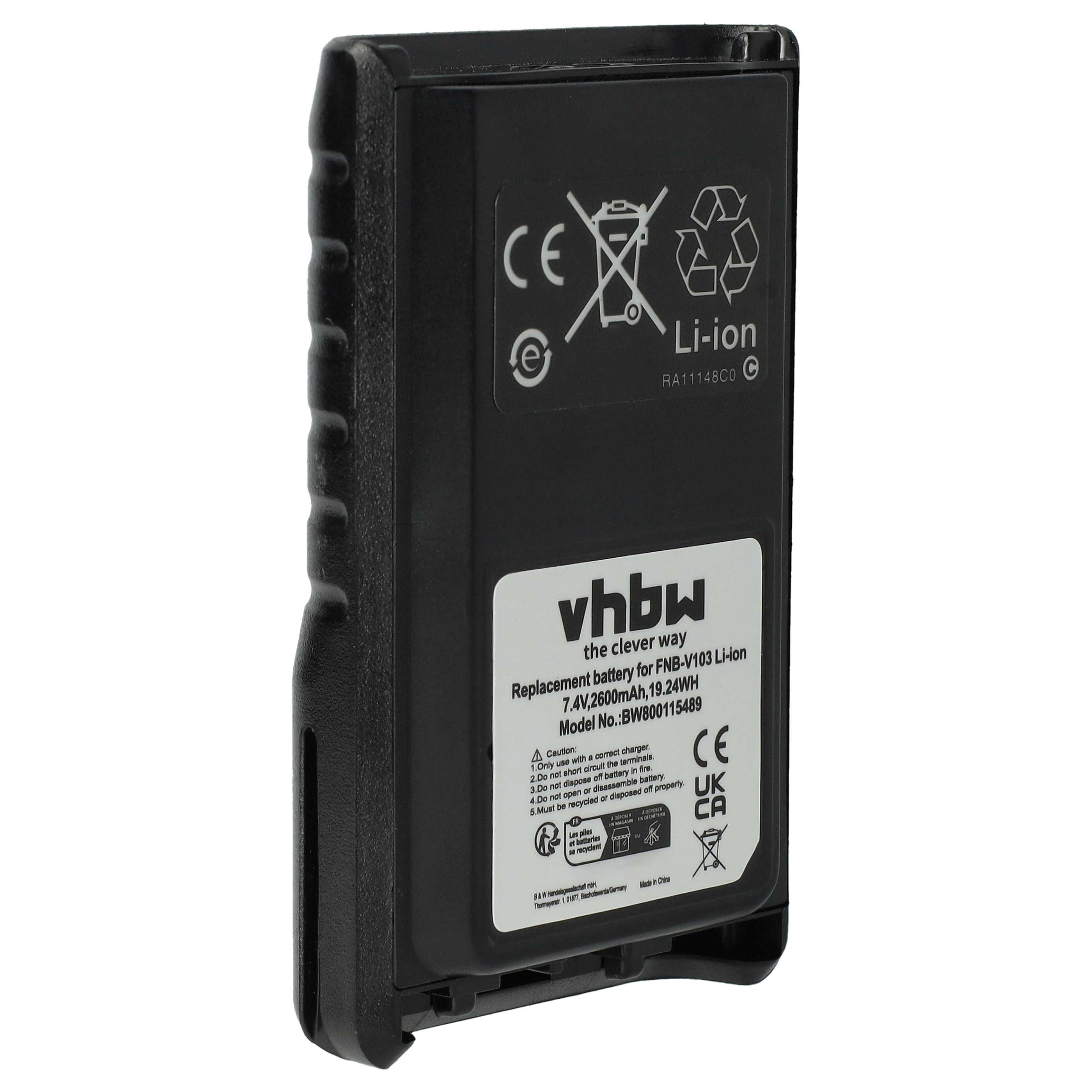 Akumulator do radiotelefonu zamiennik Yaesu / Vertex FNB-V103, FNB-V104, FNB-V103LI - 2600 mAh 7,4 V Li-Ion