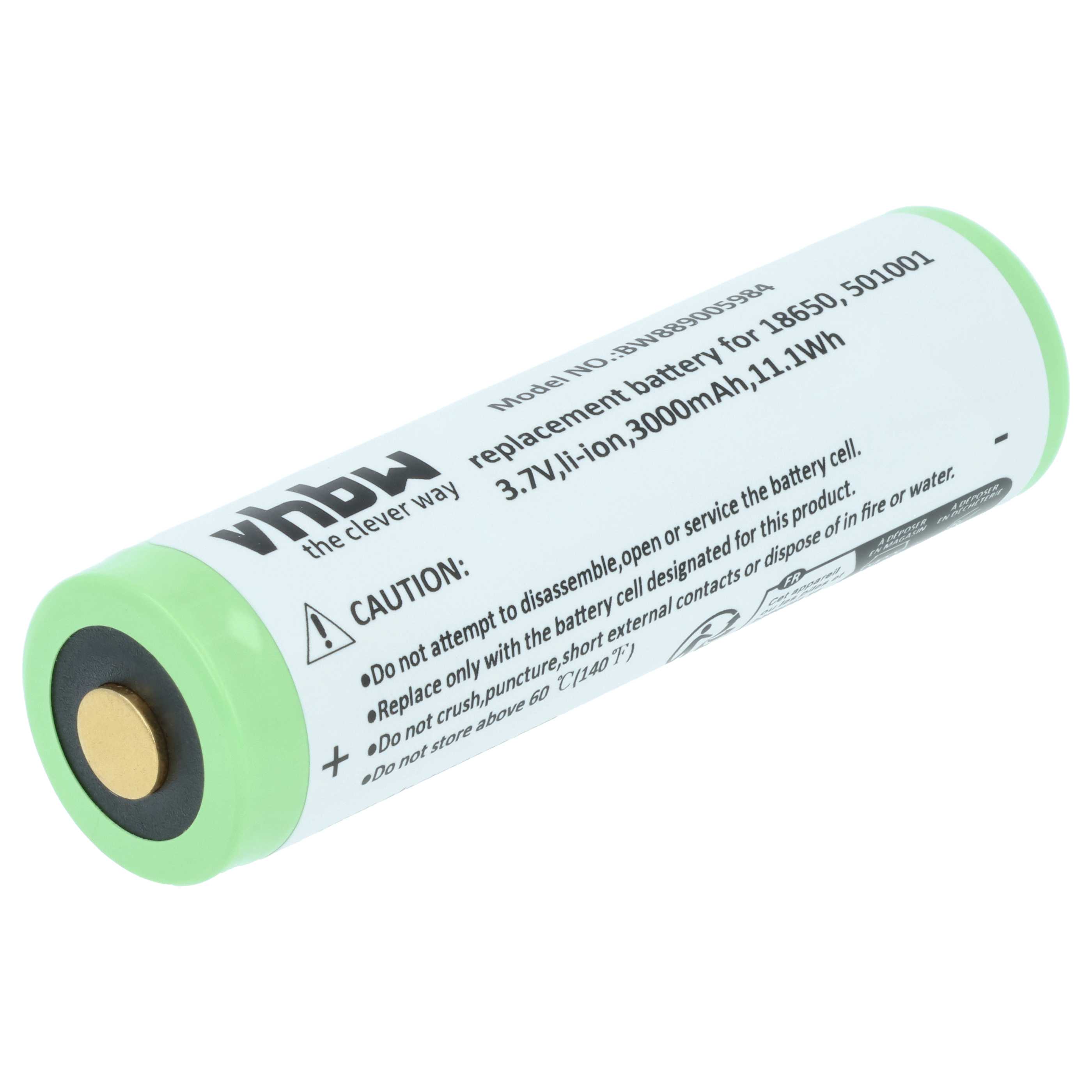 Torch - Battery replaces Ledlenser 501001 - 3000 mAh 3.7 V Li-Ion