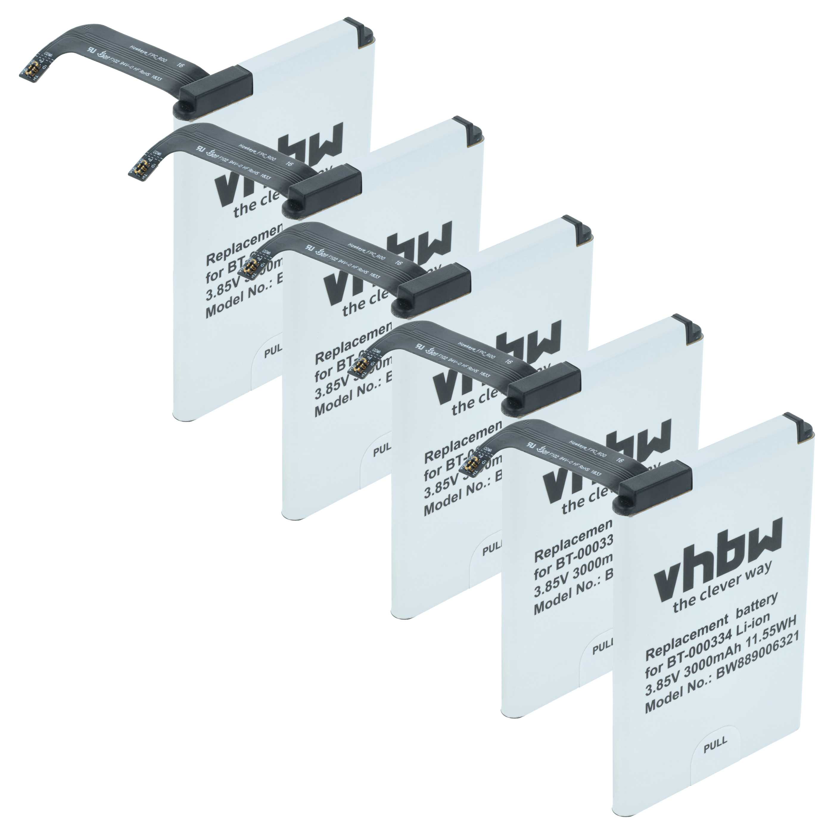 5x Battery replaces Zebra 03MAY18, BT-000334, BT-000334-1 for Zebra Barcode Scanner POS - 3000 mAh 3.85 V