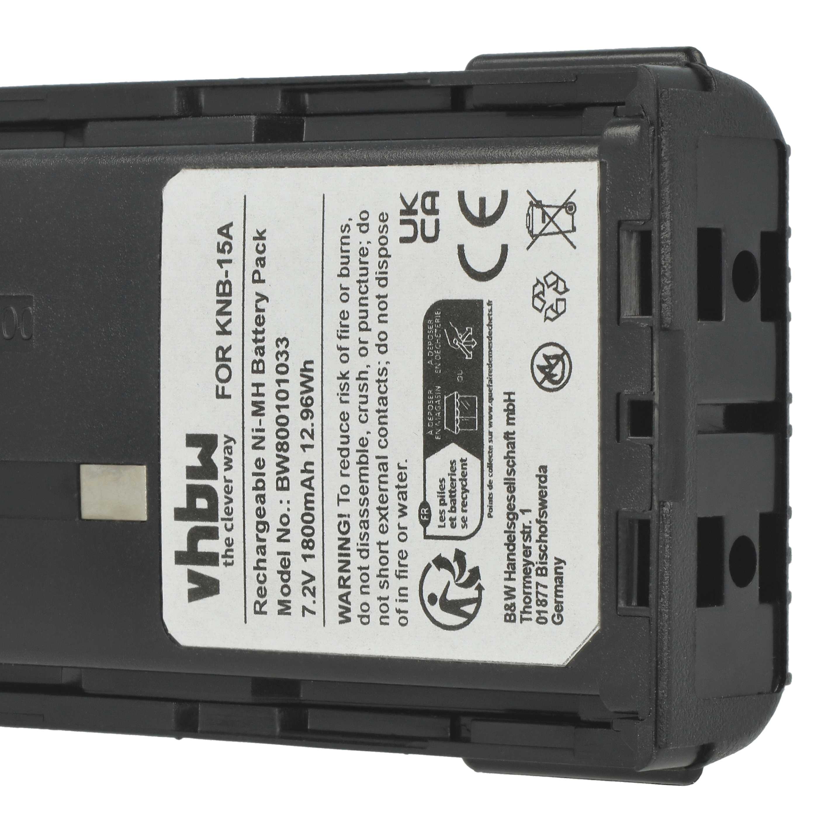 Radio 2x Battery replaces Bidatong BD-15-L - 1800 mAh 7.2 V NiMH