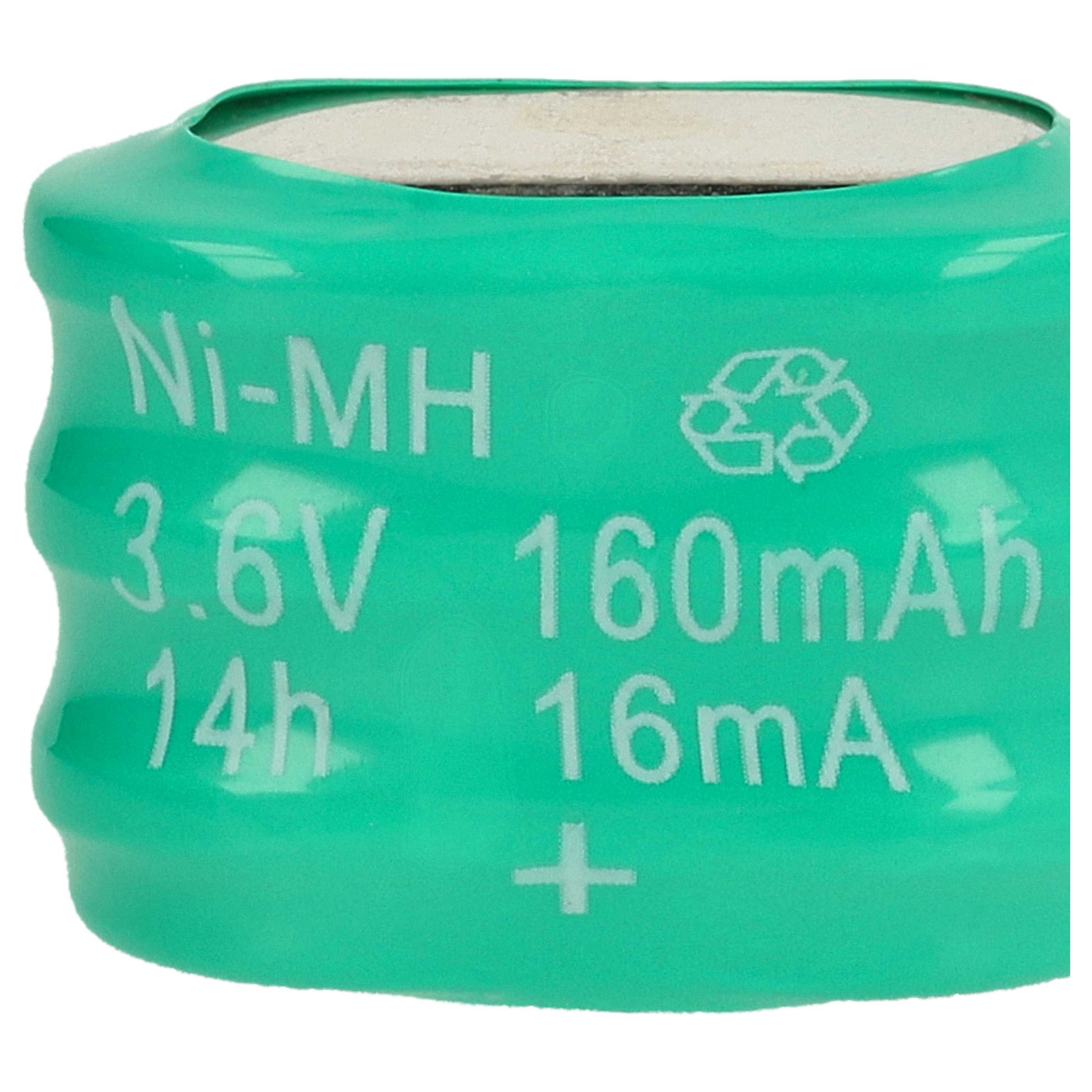 10x Button Cell Battery Type 3/V150H for Model Building Solar Lamps etc. - 150 mAh 3.6 V NiMH