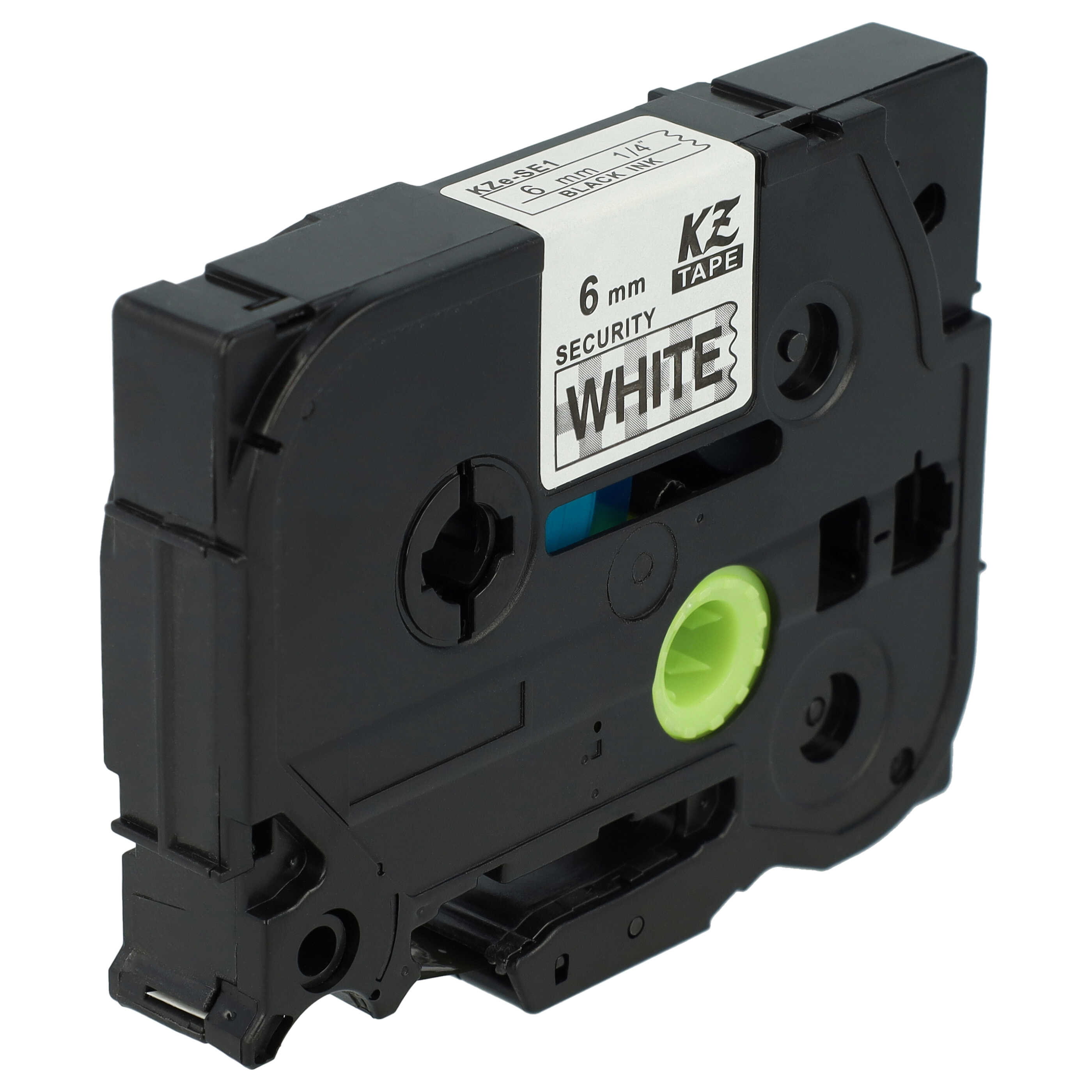 Label Tape as Replacement for Brother TZ-SE1, TZE-SE1 - 6 mm Black to White