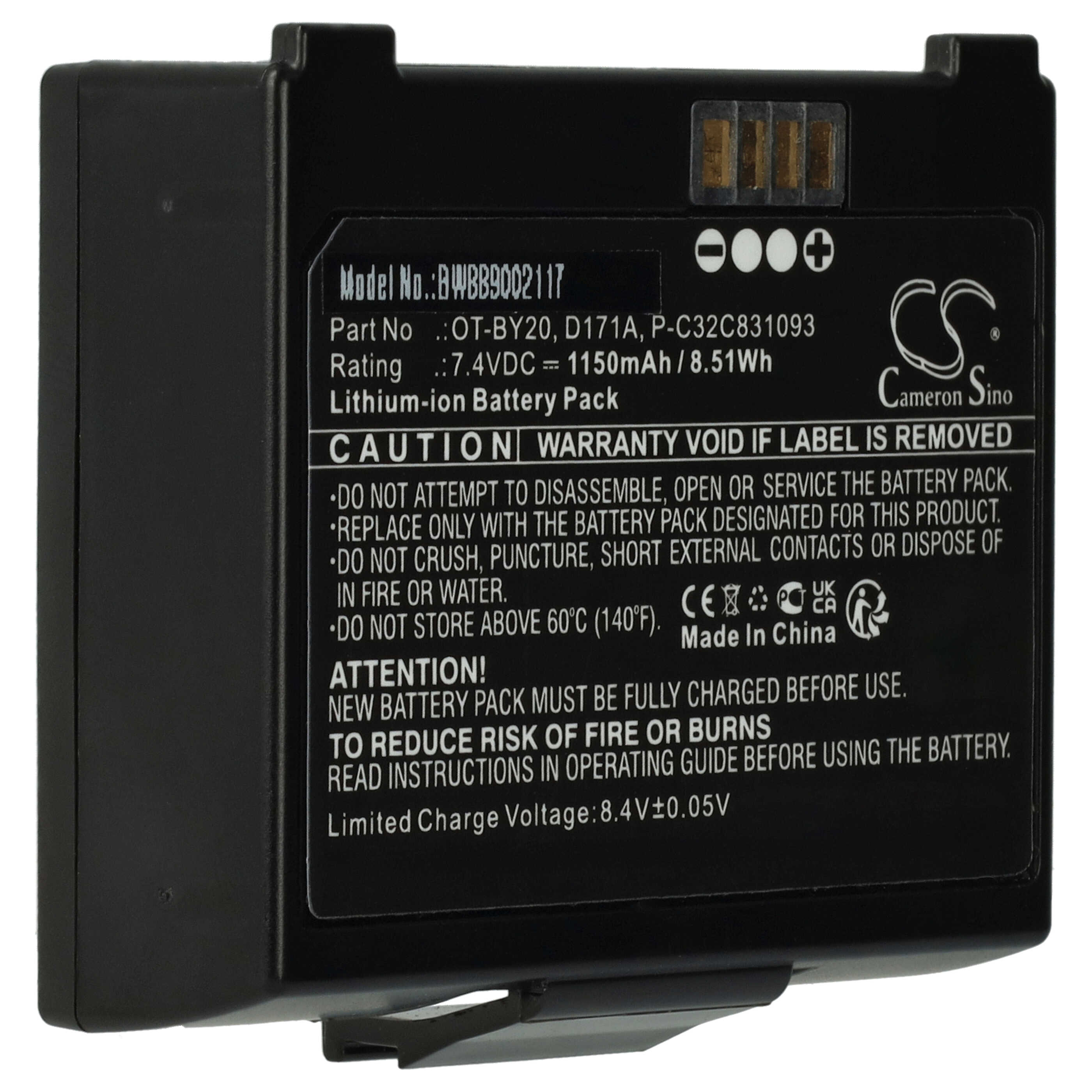 Drucker-Akku als Ersatz für Epson OT-BY20, D171A, 2165069, P-C32C831093 - 1150mAh 7,4V Li-Ion
