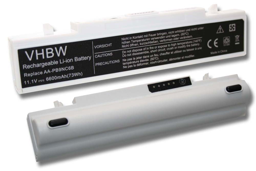 Batería reemplaza Samsung AA-PL9NC2B, AA-PL9NC6B para notebook Samsung - 6600 mAh 11,1 V Li-Ion blanco