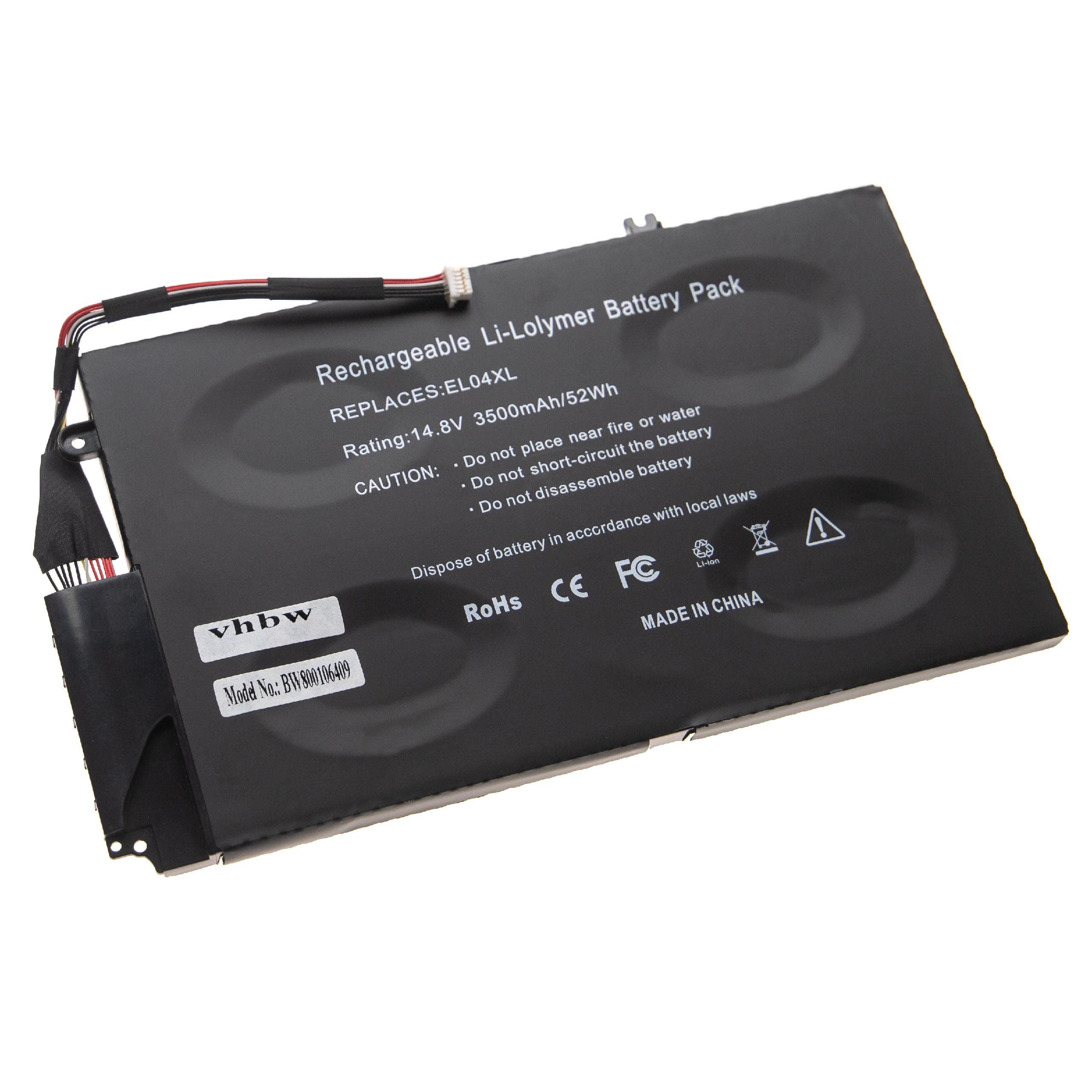 Batterie remplace HP 681879-121, 681879-171 pour ordinateur portable - 3500mAh 14,8V Li-polymère, noir