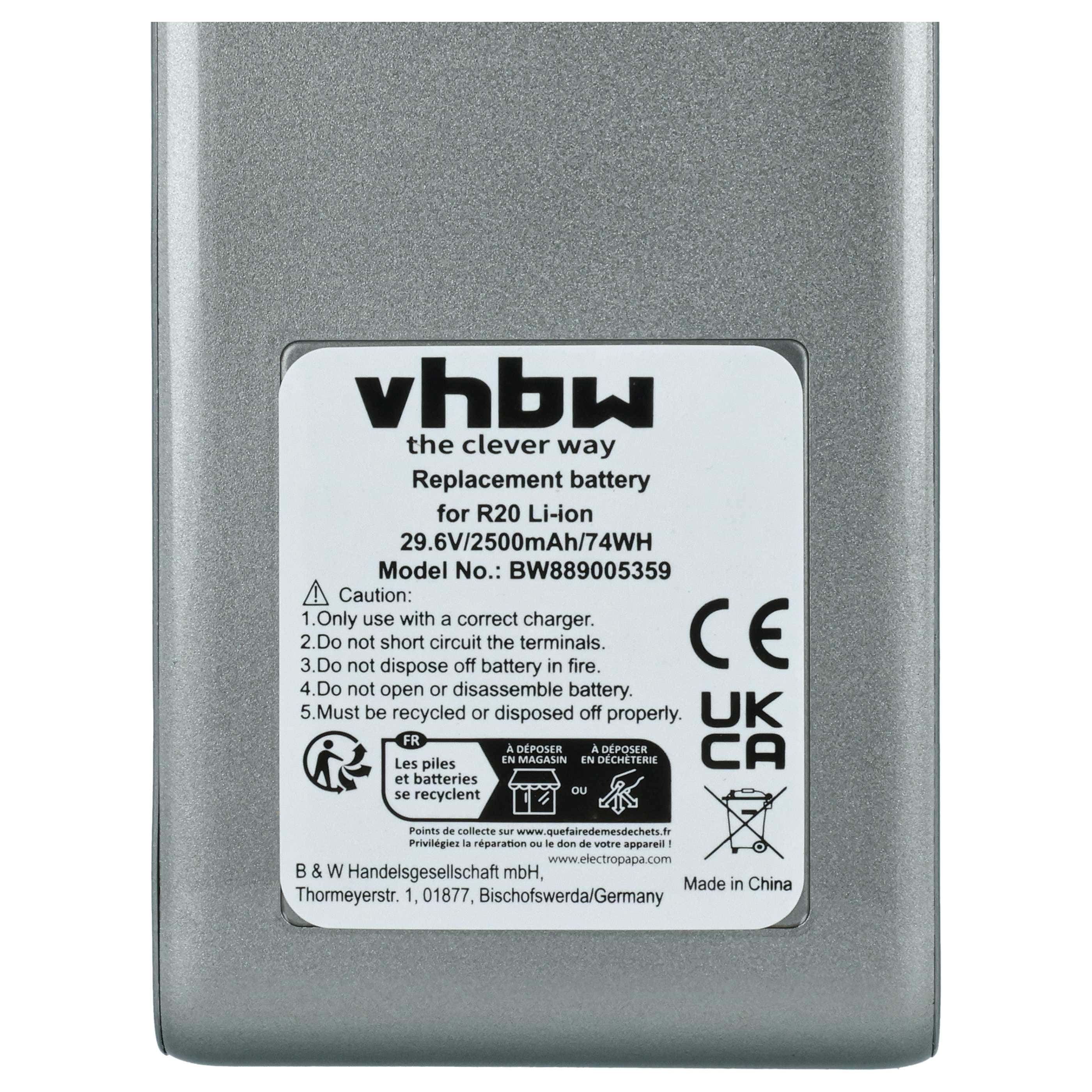 Battery replaces Dreame VBP2-06 for Dreame 2500mAh, 29.6V, Li-Ion