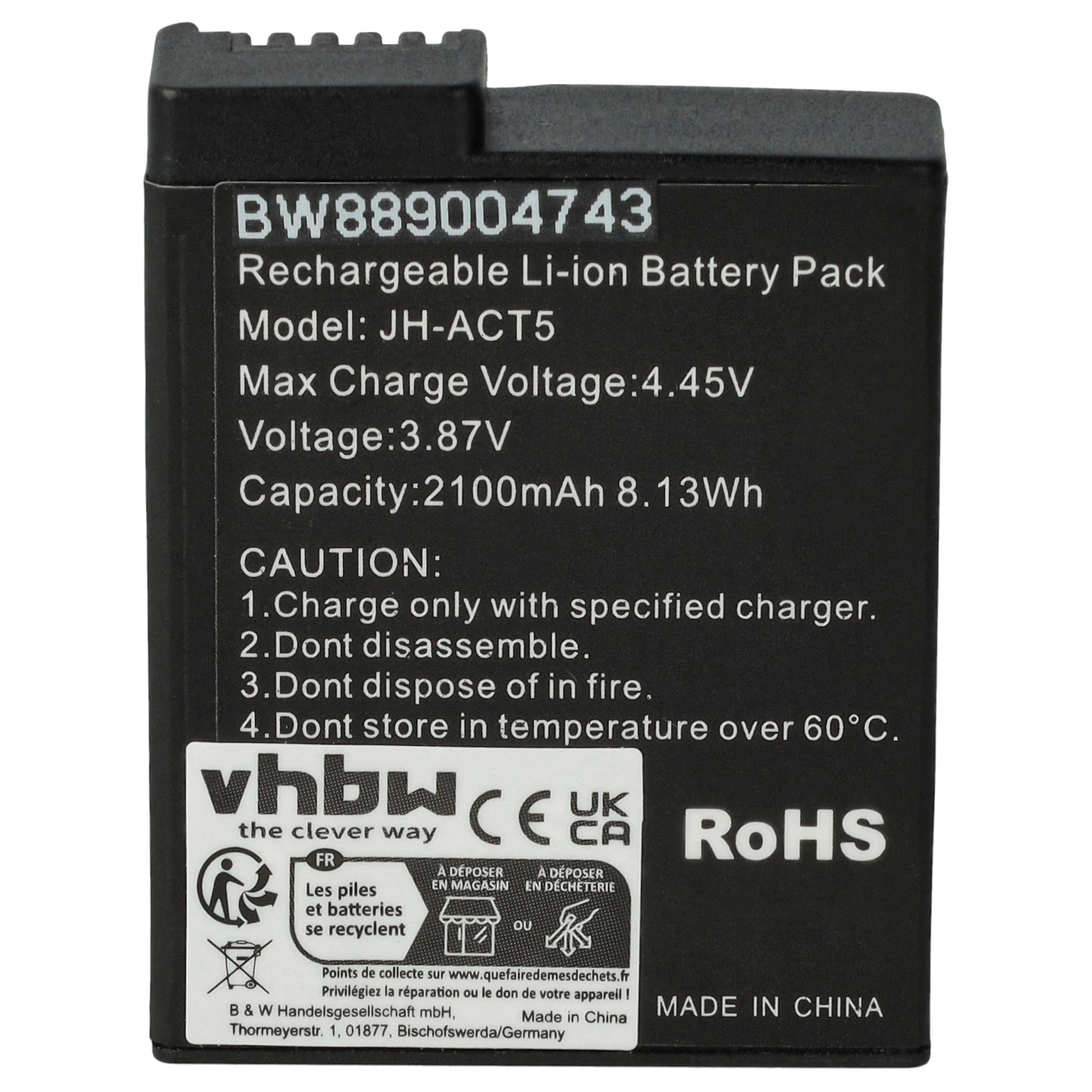 Battery replaces DJI BCX204-1950-3.87, CP.OS.00000370.01, JH-ACT5 - 2100mAh, 3.8V, Li-Ion