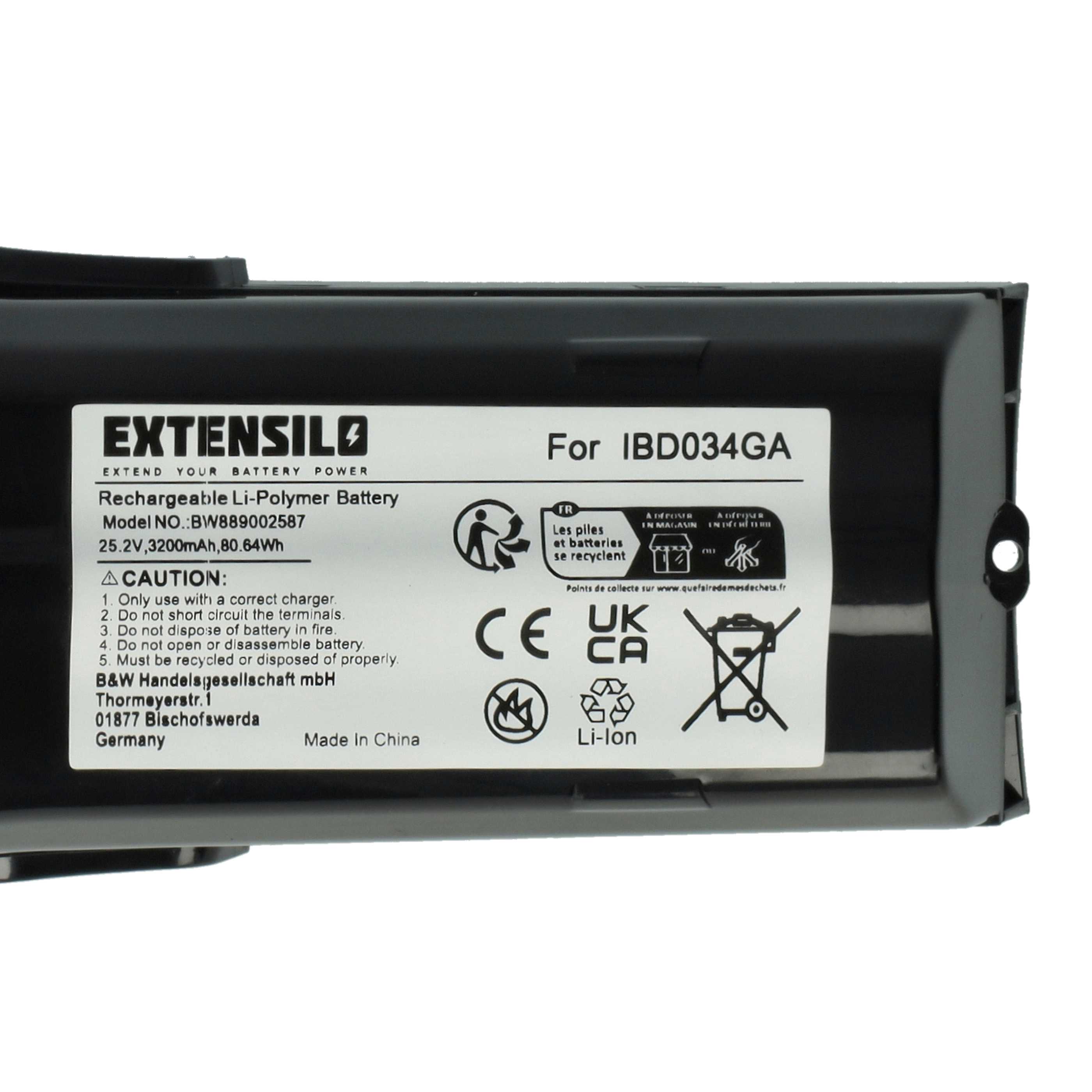 Akku als Ersatz für Philips IBD034GA, 300000517621, 300000517631, 6.27.40.08-0 für Philips Staubsauger - 3200mAh 25,2V Li-Ion